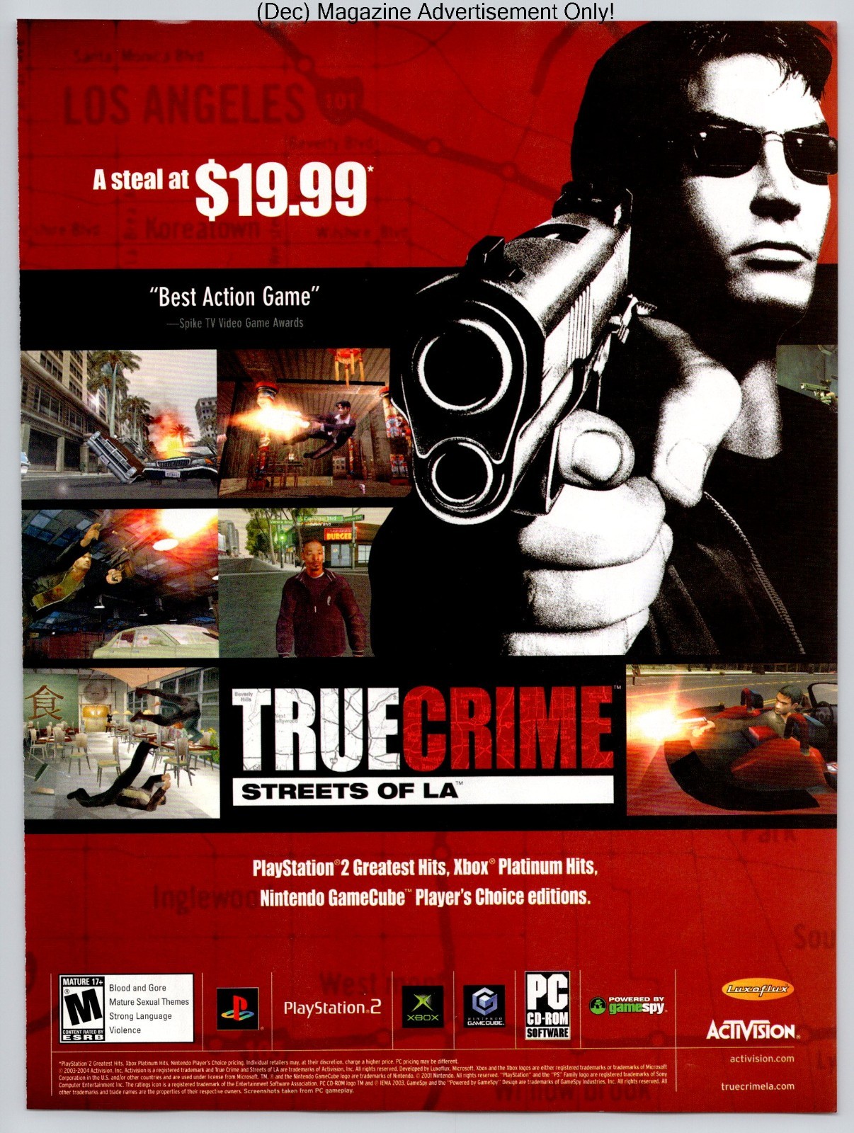 True Crime Streets Of LA Playstation 2 Xbox Activision 2004 Advertisement