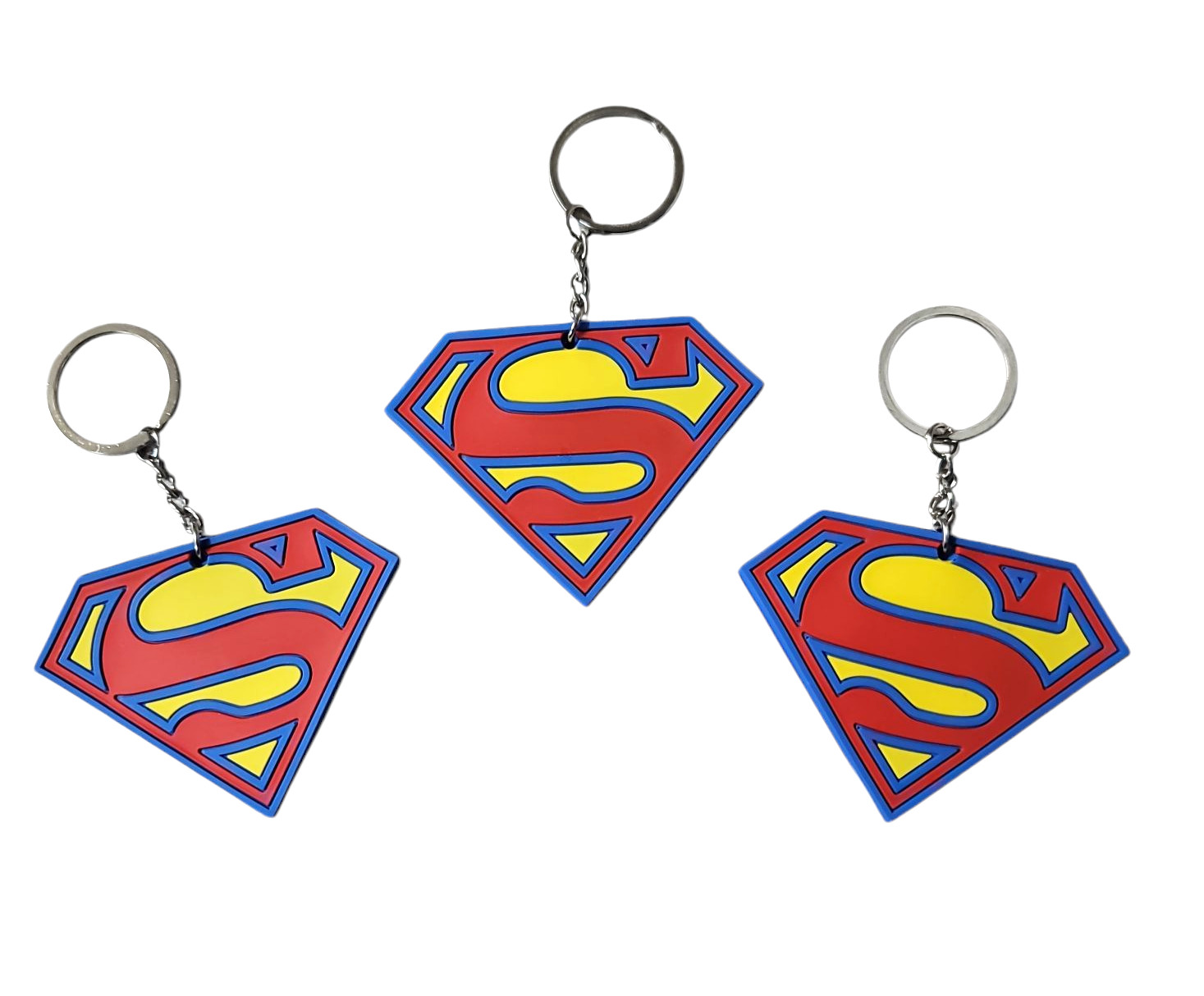Superman Symbol Soft Touch Set of 3 Rubber PVC Keychains