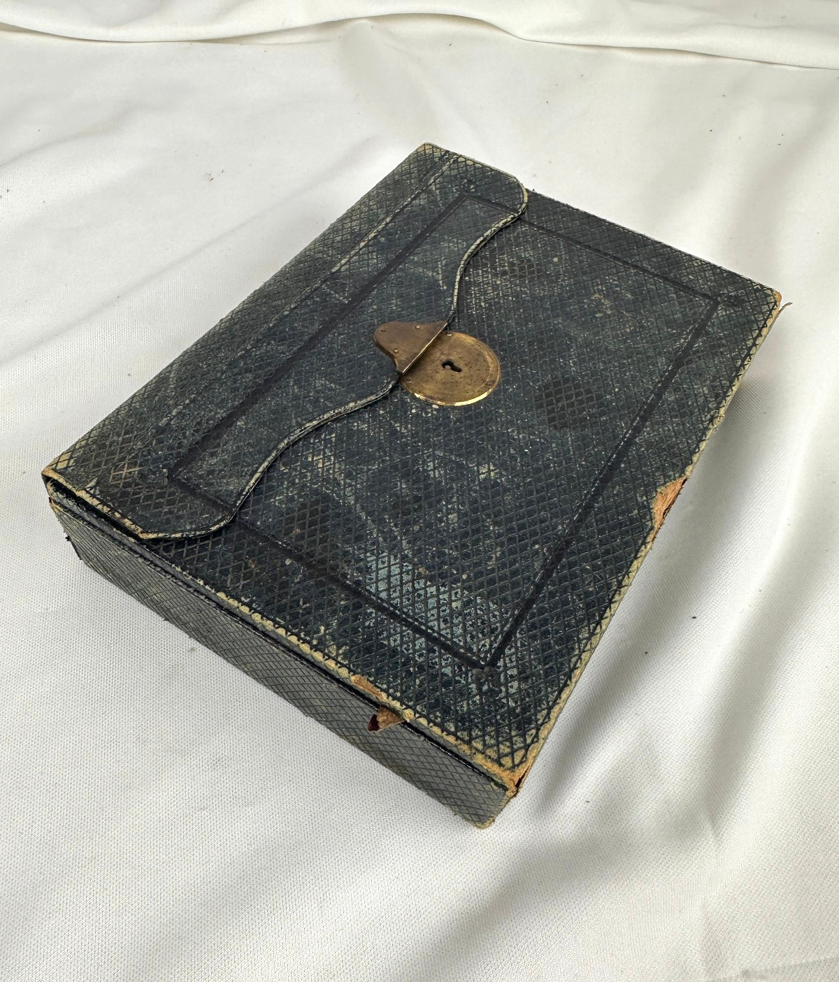 Antique 1880's Victorian Leather Bound Correspondance Letter Box w/ Old Wallet