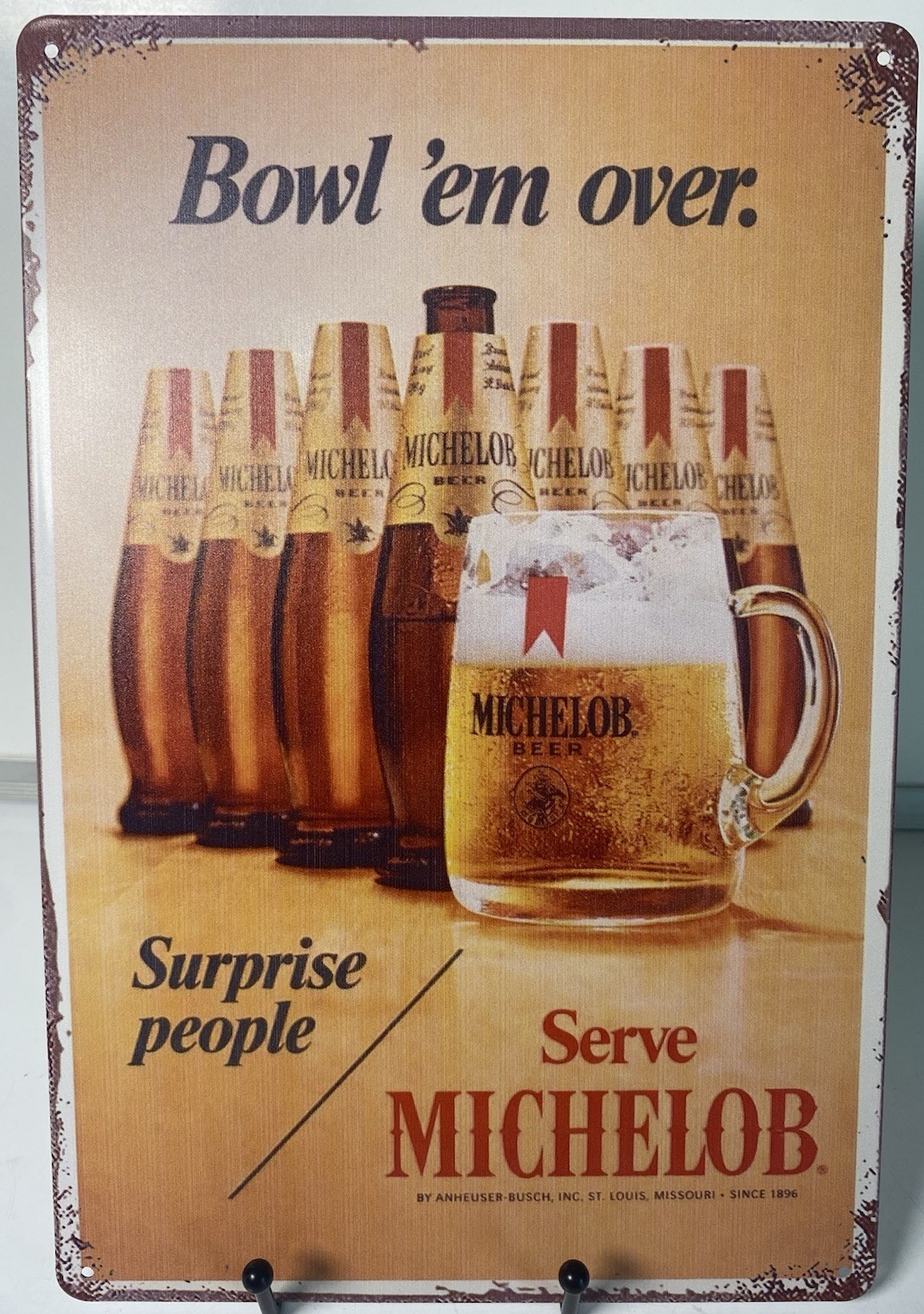 Michelob Beer Sign - Vintage 70’s Anheuser Busch Serve Budweiser