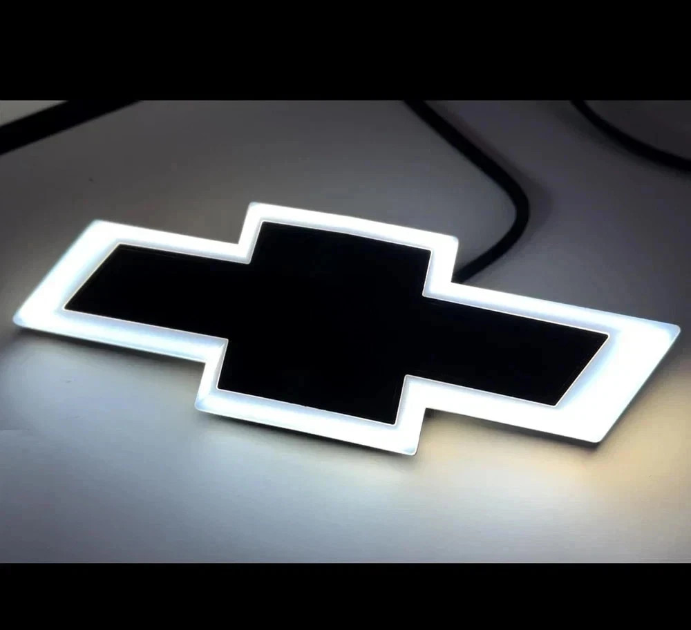 2014–2015 Chevy Silverado Front Grille Emblem – Chrome Black LED Lighted Badge