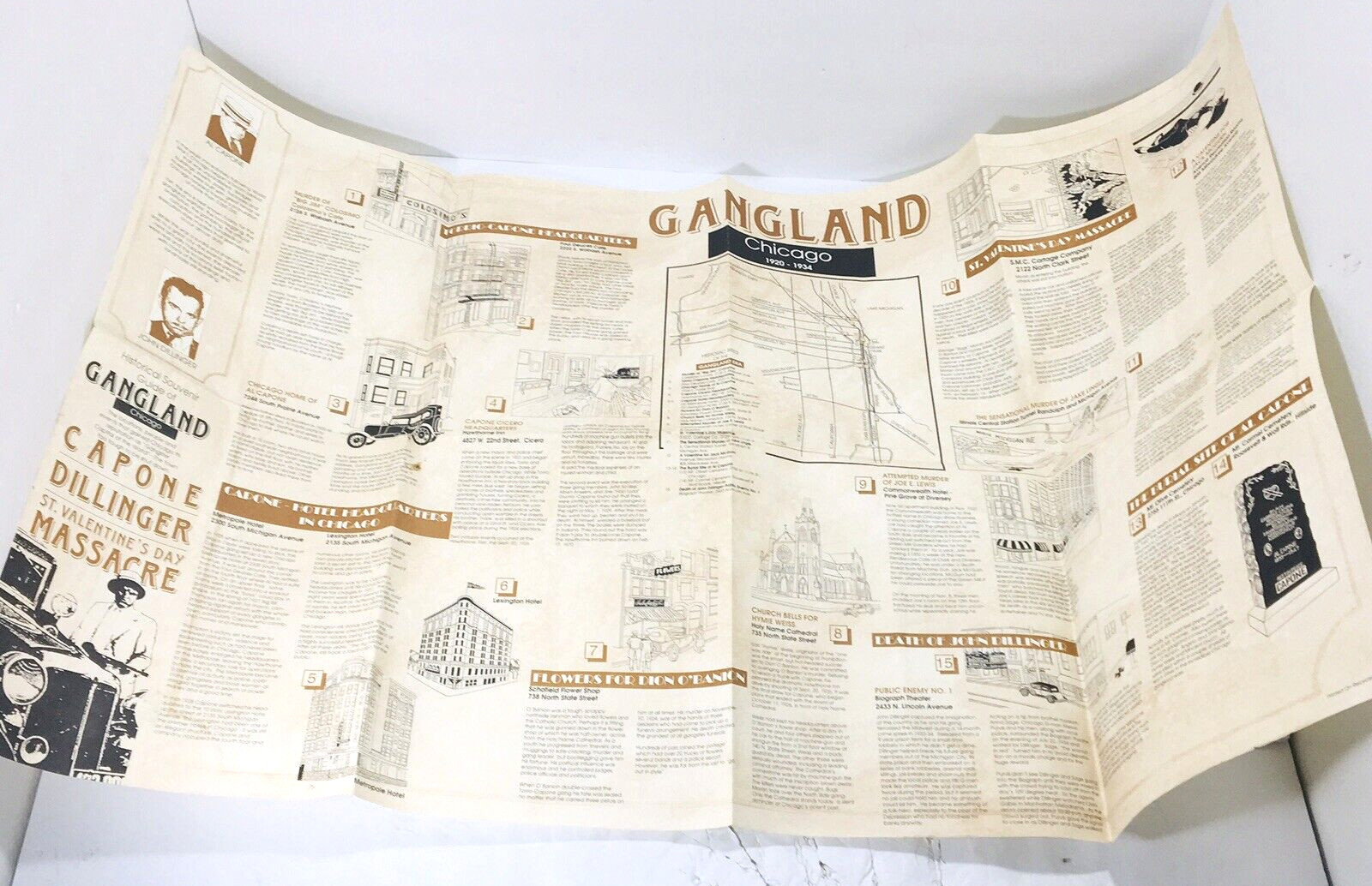 Al Capone Mob Historical Souvenir Incidents Paper Gangland (1991) E.D. Map Co.