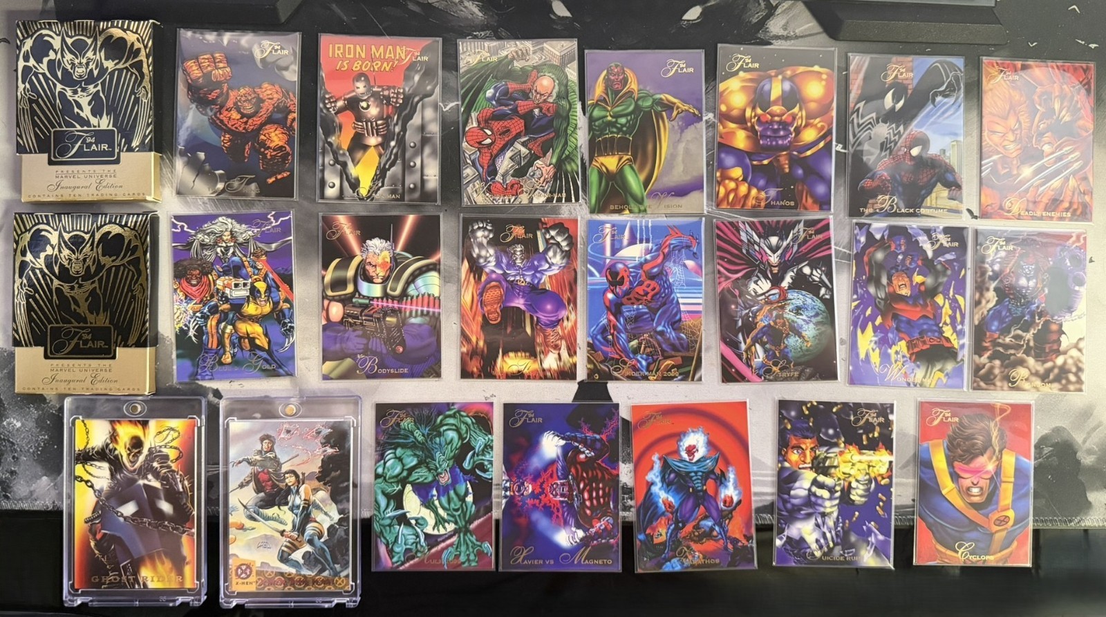 1994 Flair Marvel Annual 21 Card Lot Iron Man #8 Error Cyclops NNO Sealed Promo