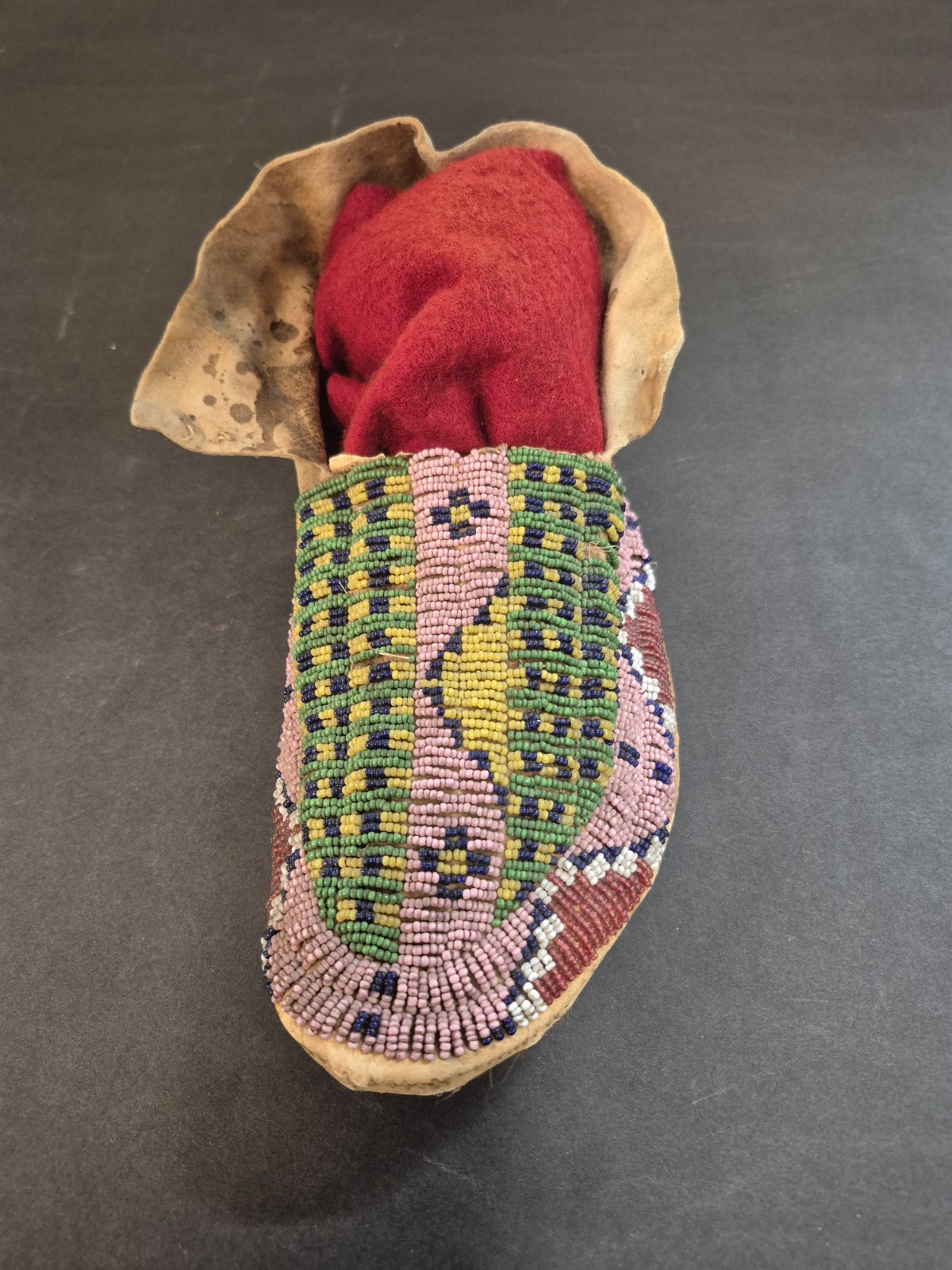 Antique Single Beaded Leather Moccasin