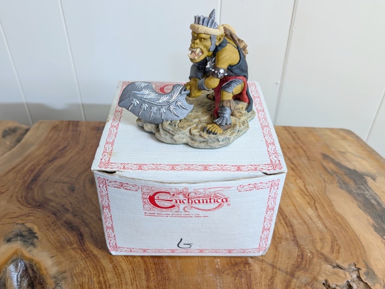 🪓 Enchantica Goblin Twin Hobba Figurine w Box Fantasy Collectible 1988 Vintage