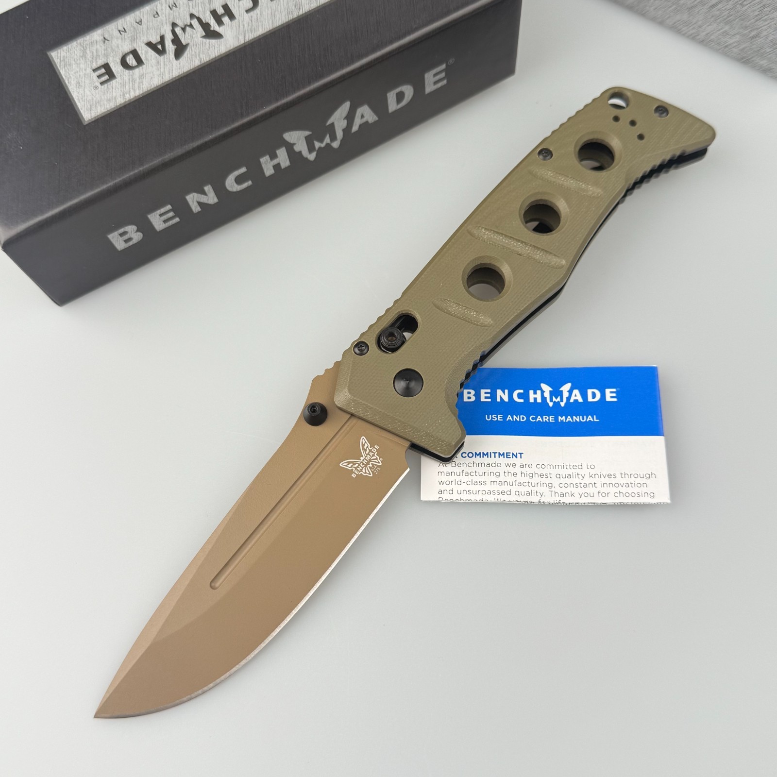 Benchmade Knives Adamas 275FE-2 CPM-CruWear Steel Olive Drab G10 Handle Folding