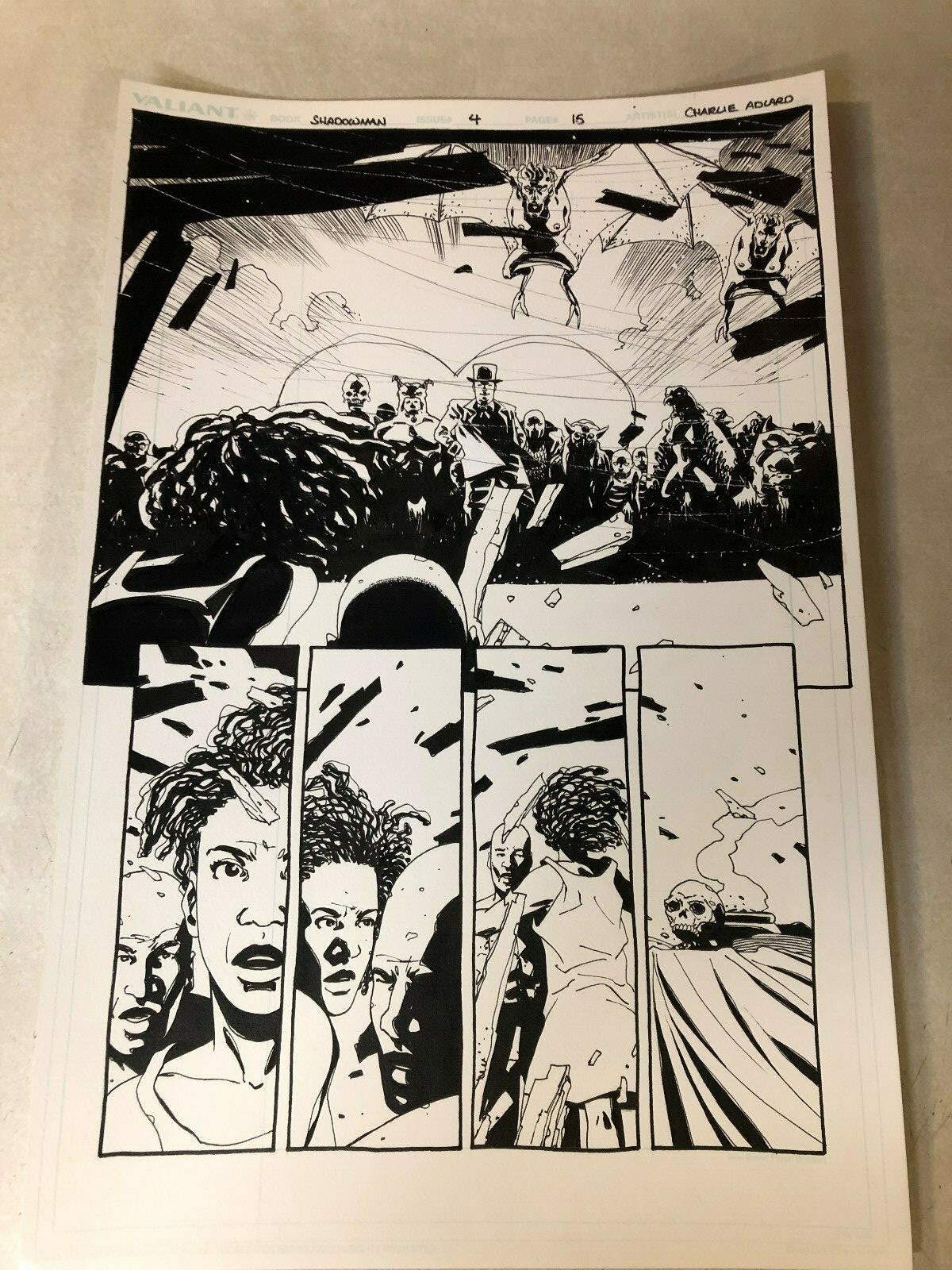 SHADOWMAN #8 original comic art HALF SPLASH  BAT CREATURE voodoo 1997 VALIANT