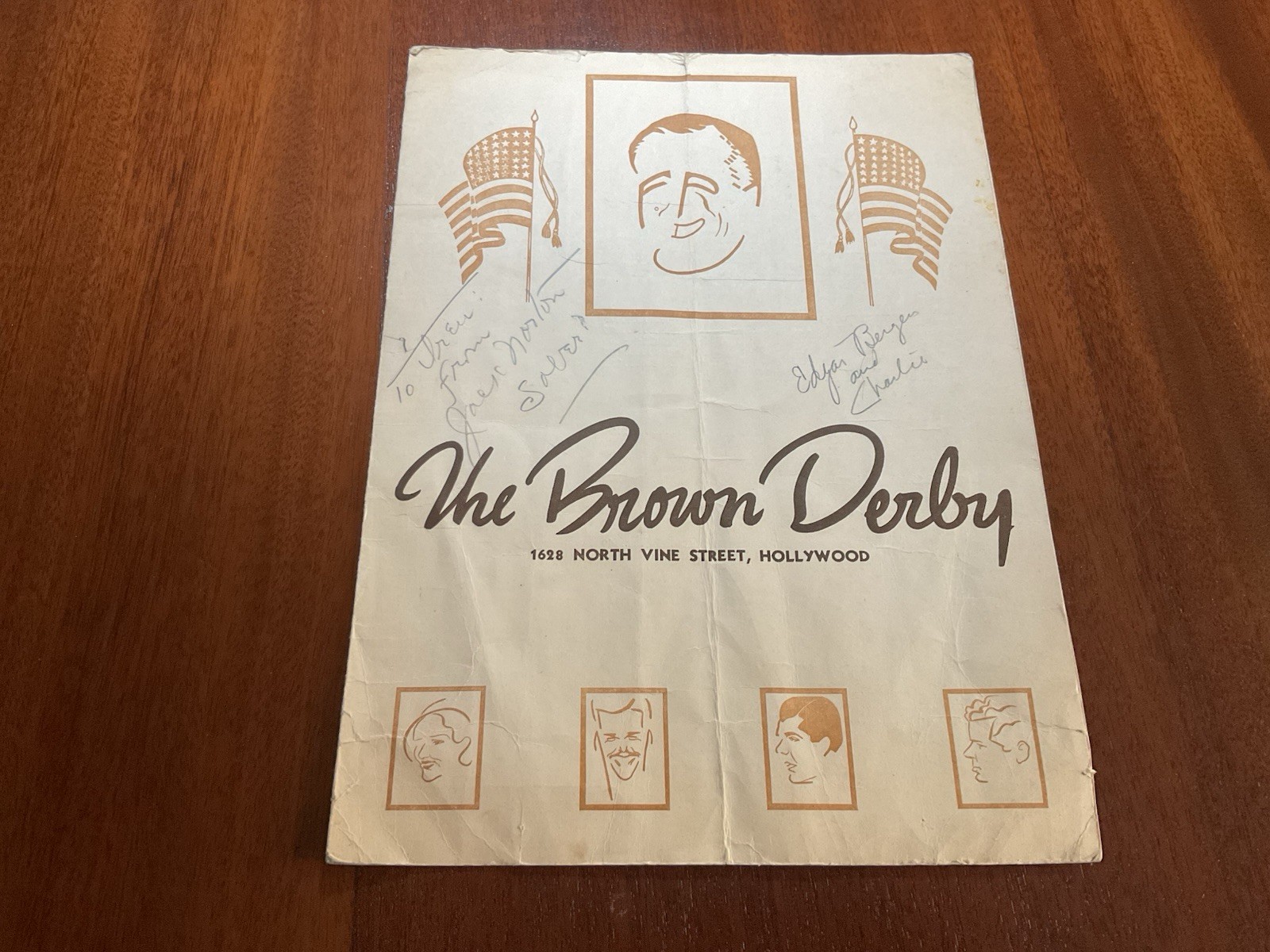 The Brown Derby Restaurant Menu North Vine St., Hollywood Calif. October 22 1943