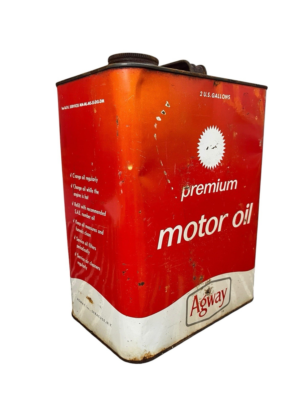 Vintage Agway Premium Motor Oil 2 Gallon Can