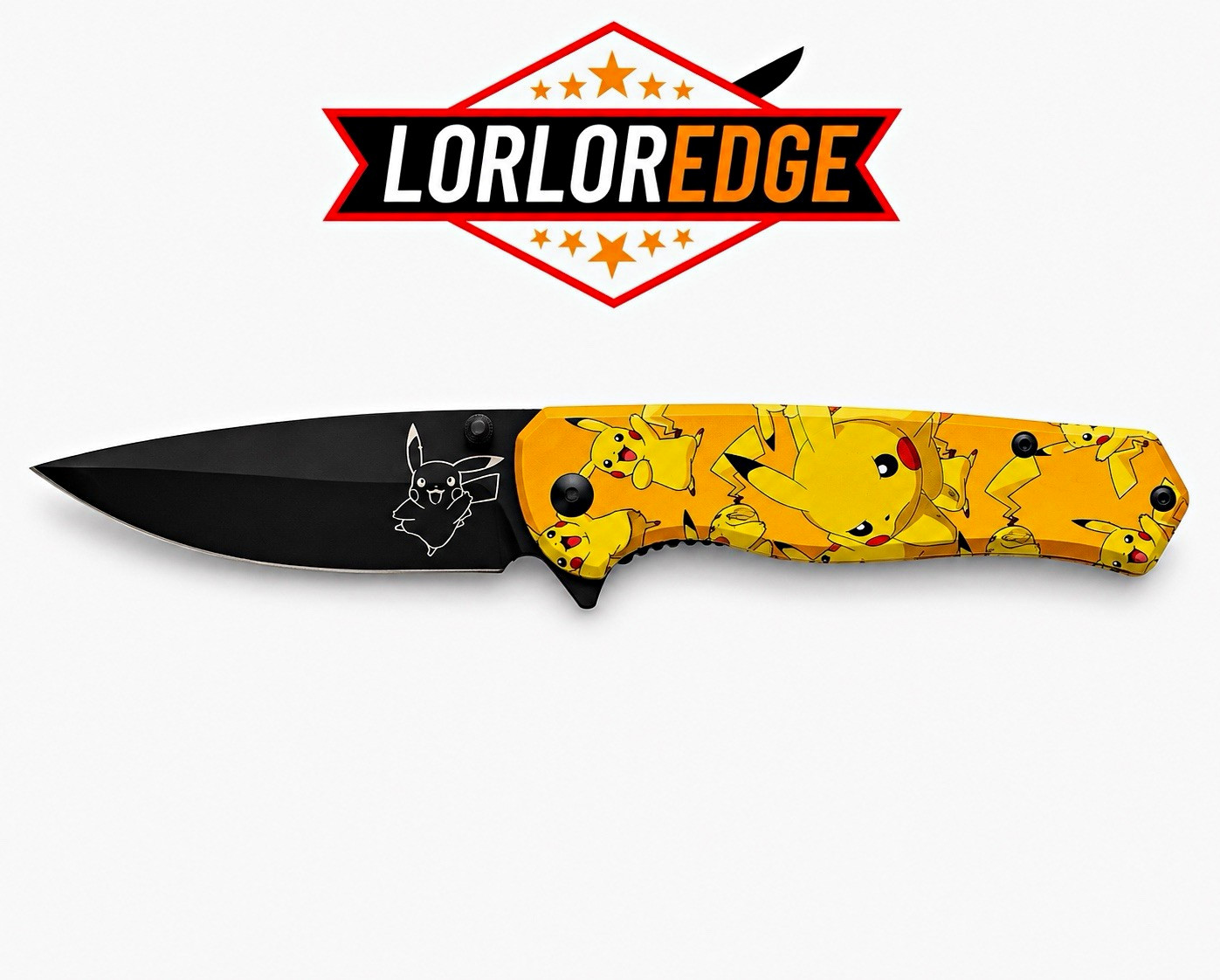 Wartech Pikachu Pokemon Pocketknife Drop Point Plain Edge, Liner Lock Clip