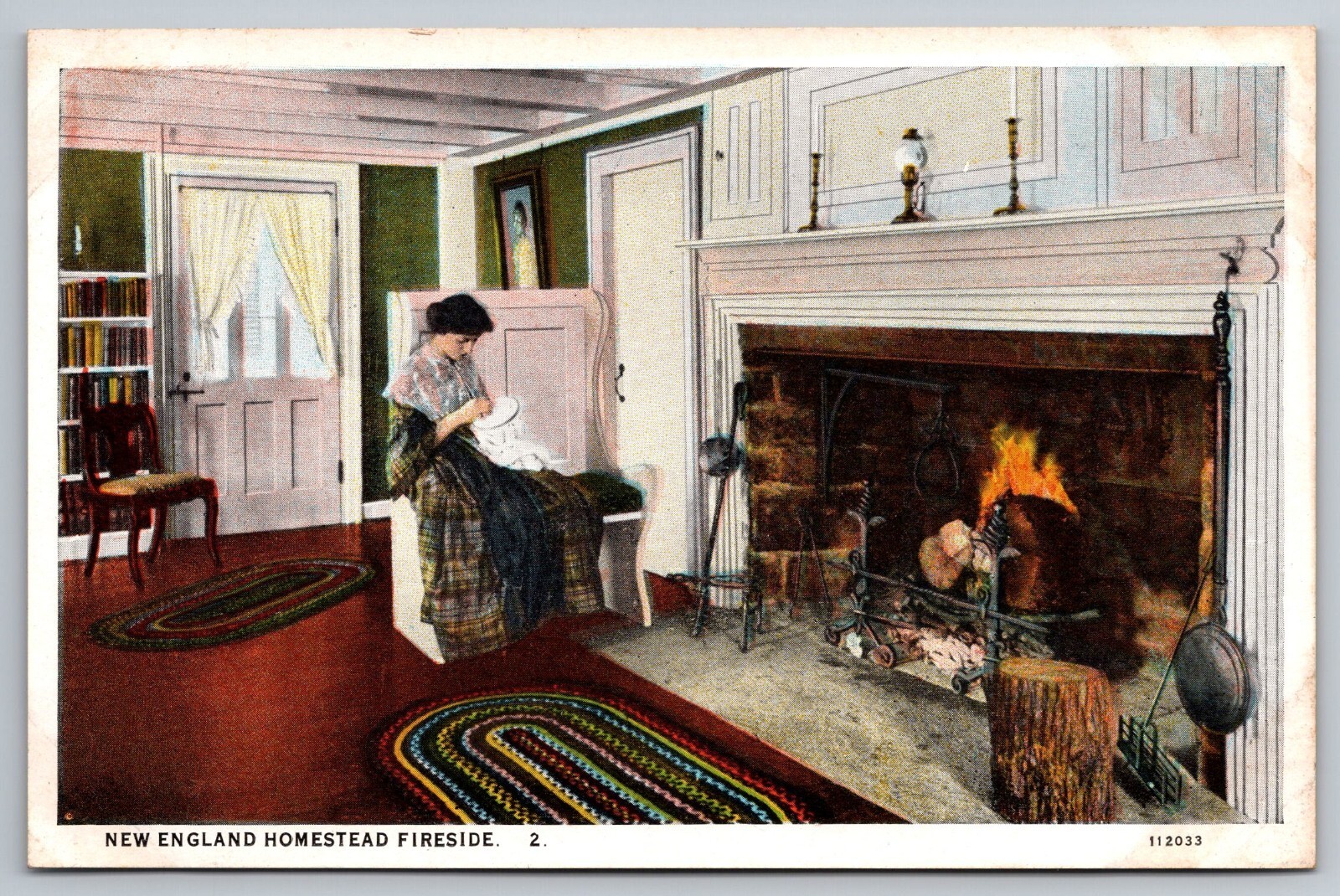 New England Homestead Fireside Postcard