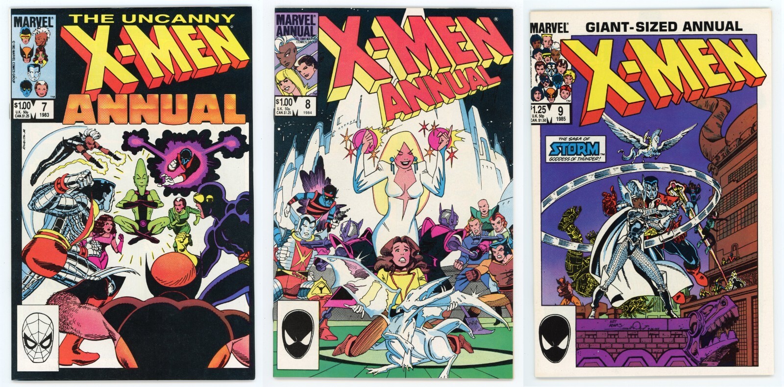 X-Men Annual #7 8 9 (ALL NM 9.4) 1st app Stormcaster Goddess of Thunder LOT 1985