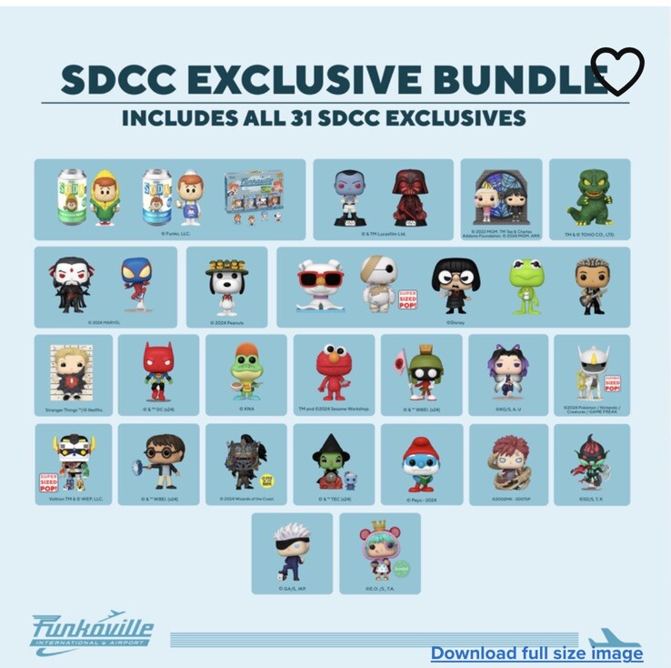 FUNKO POP SDCC /  2024 CONVENTION EXCLUSIVE BUNDLE - ALL 31 PIECES, UNOPENED