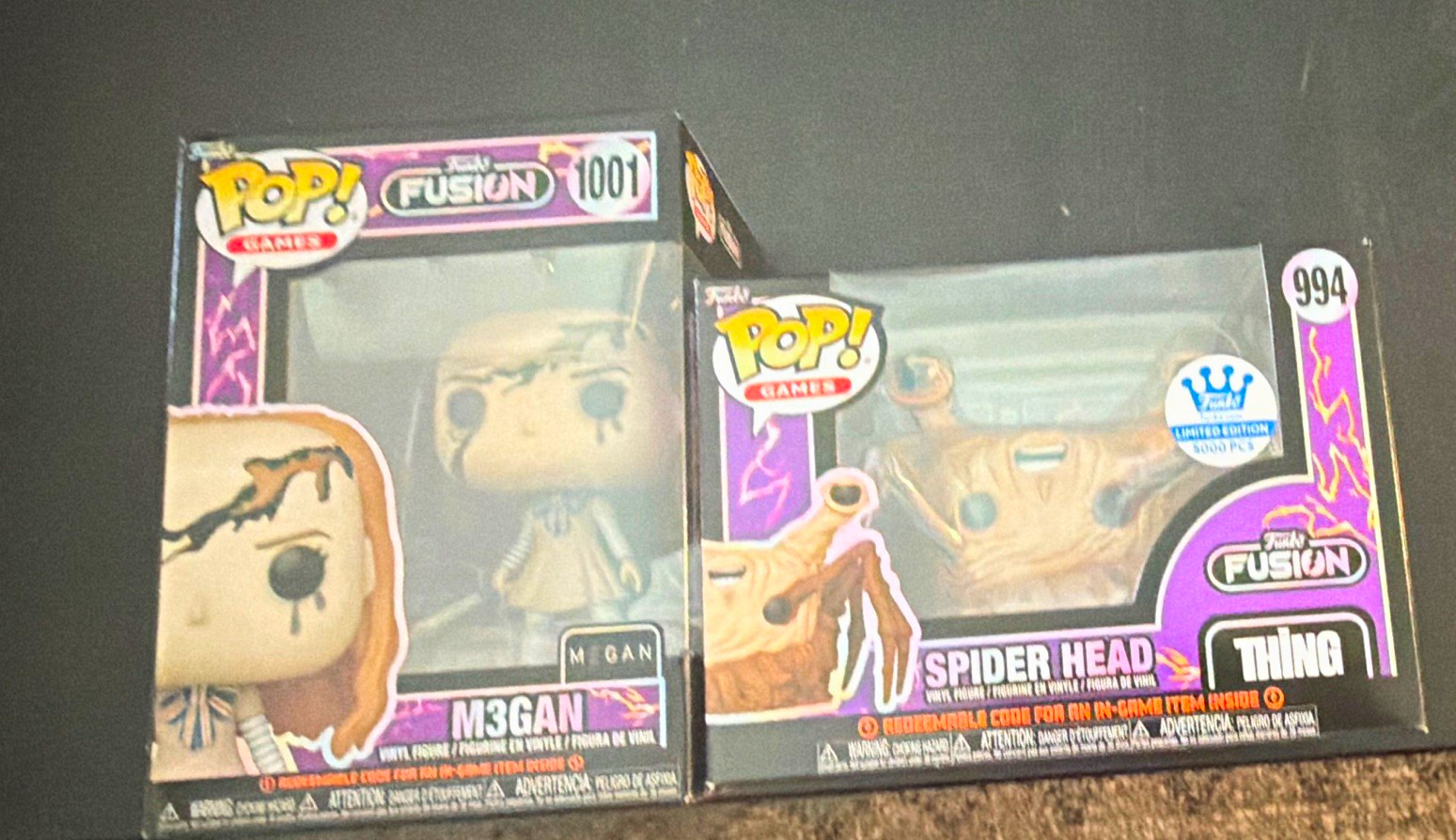 Funko Pop Games Fusion 2-Pack Lot M3GAN #1001 Spider Head #994 Limited w/ cases