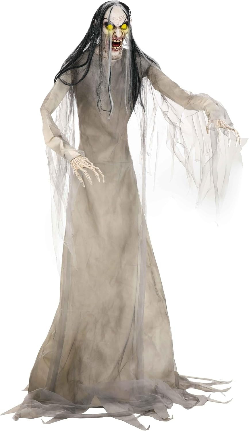 Fun Costumes 7ft Large Wailing Banshee Animatronic Decoration, Tall Grey shrieki