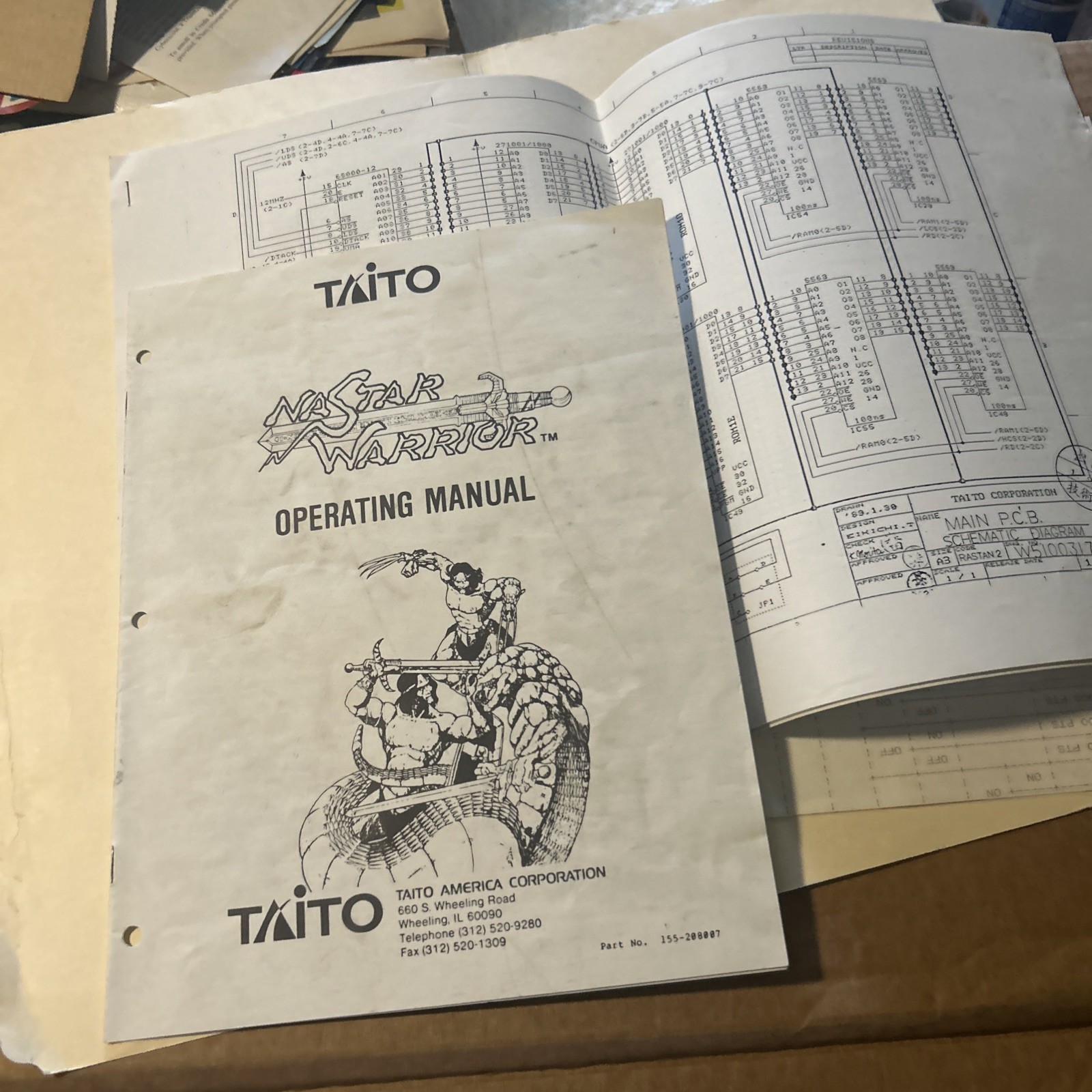 Nastar Warrior Taito With Schematics arcade Video game manual