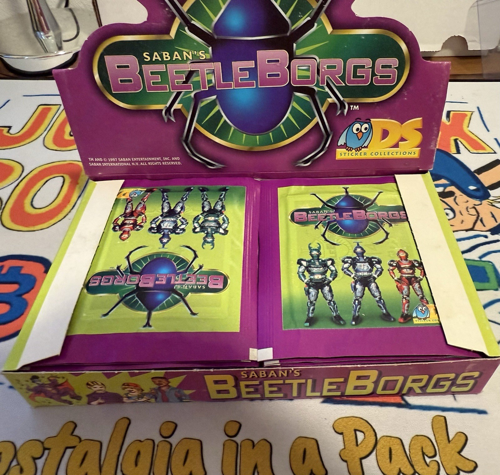 (1) Sealed Pack 1997 Saban Beetle Borgs Stickers