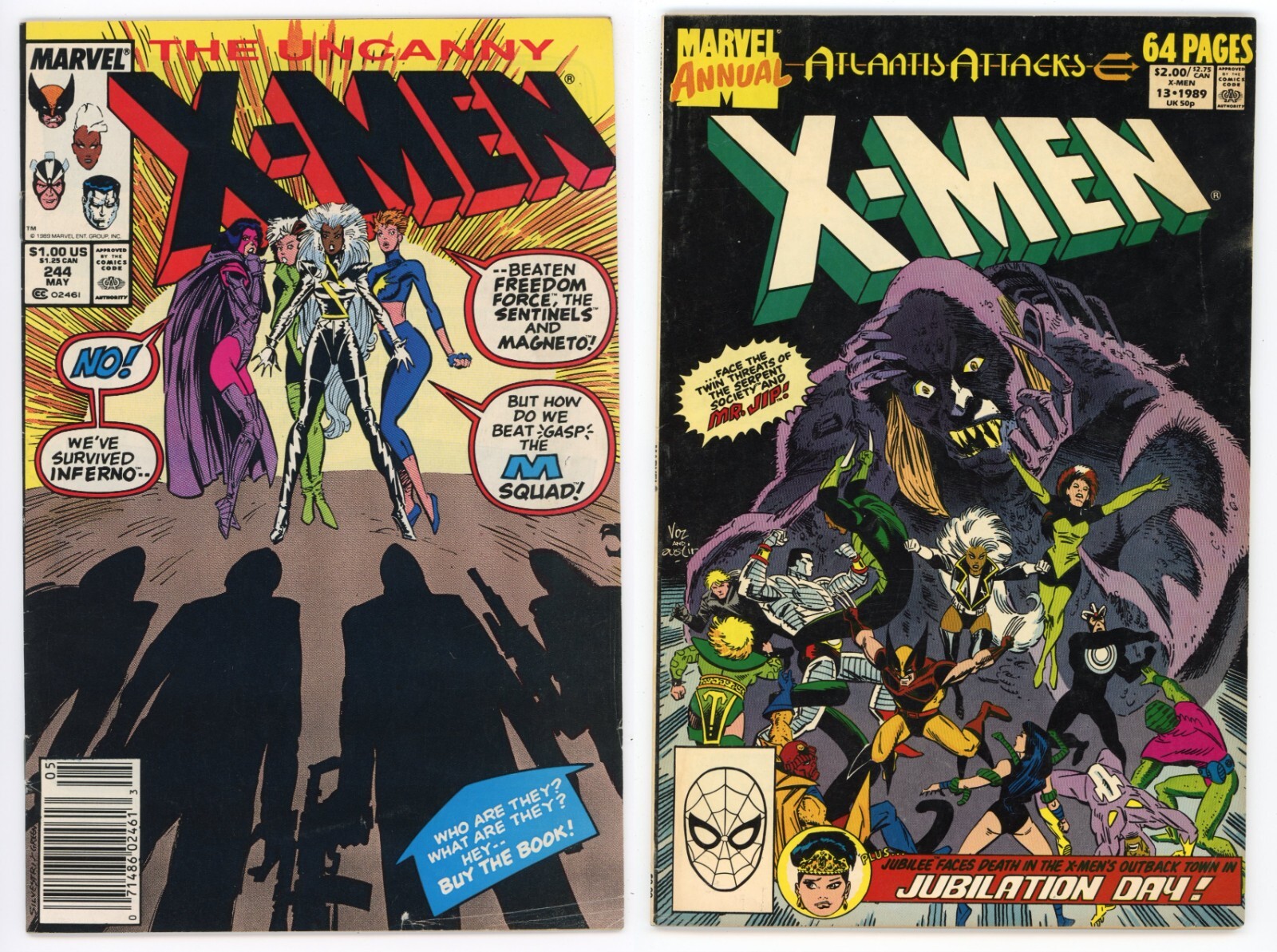 Uncanny X-Men #244 & Annual #13 (LOT) 1989 Marvel 1st & 2nd appearance Jubilee