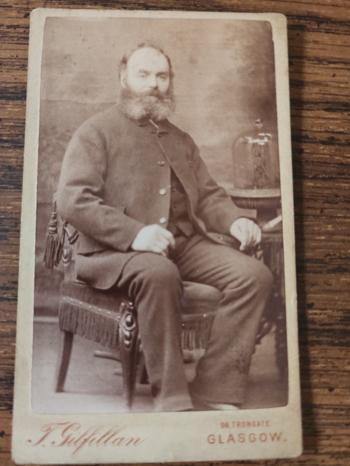 Vtg. 1870\'s CDV of Gentleman T. Gilfillan Studio Glasgow Scotland Photo Card