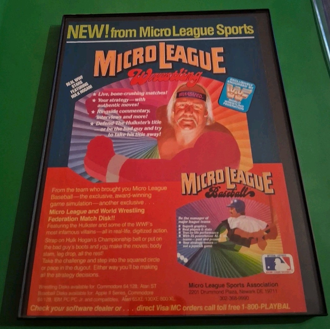 Hulk Hogan Micro League Wrestling WWF Computer Framed Print Ad 8.5X11 1980s 
