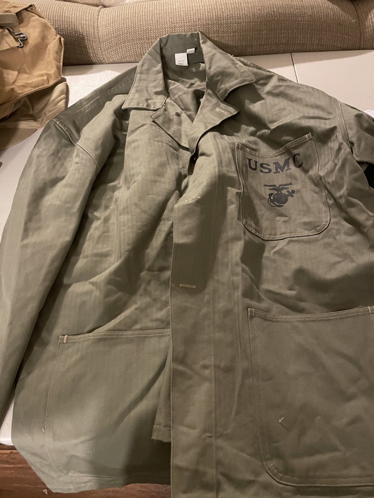 WW2 USMC ATF Reproduction HBT Herringbone Twill Utility Jacket Size XL