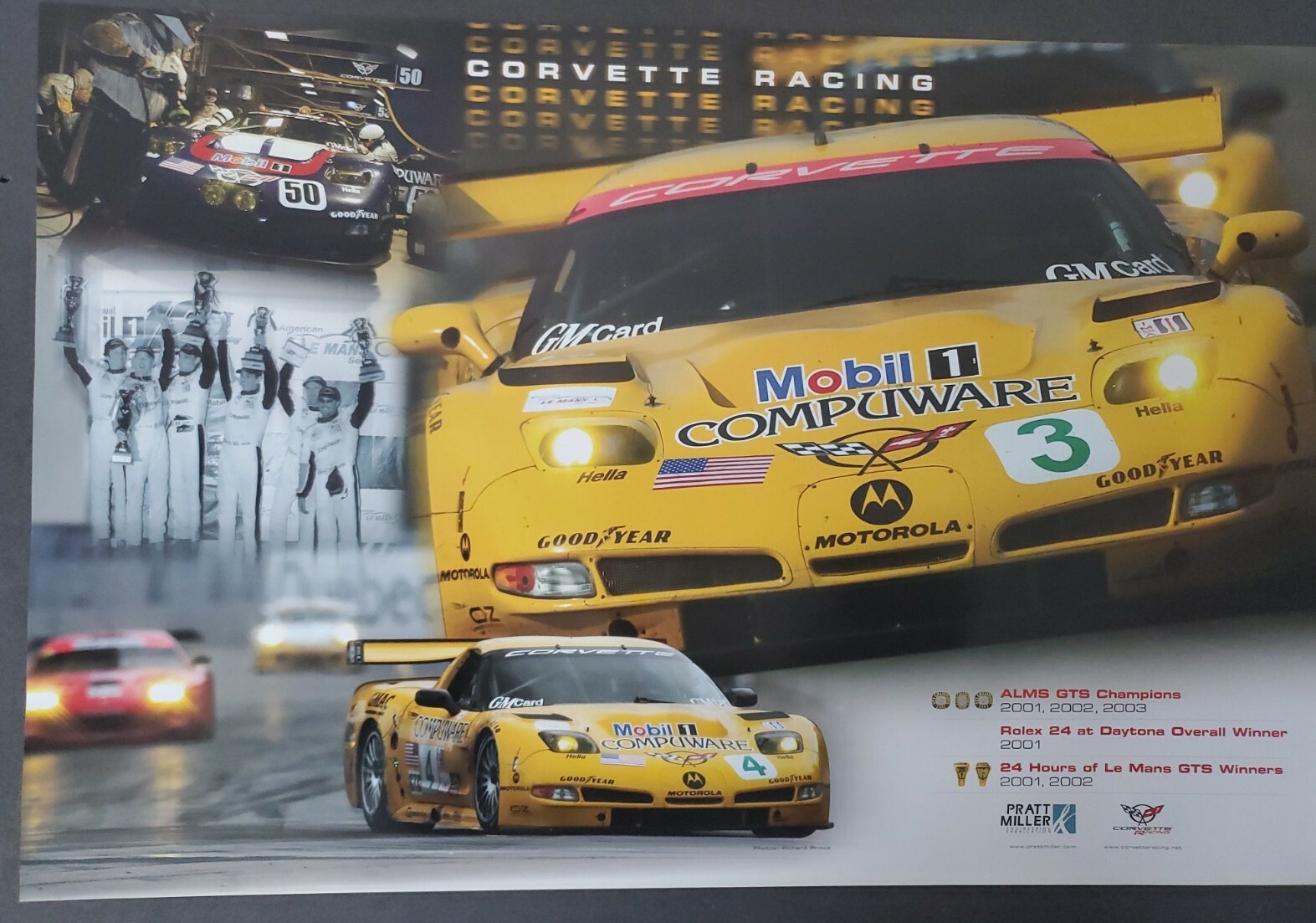 Corvette C-5 2001  2002 2003 ALMS LeMans Daytona 24 hours Pratt & Miller poster