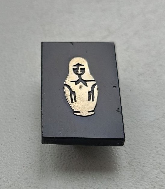 Vintage USSR Stone Matryoshka Pin Brooch Soviet Russian Nesting Doll Badges Art