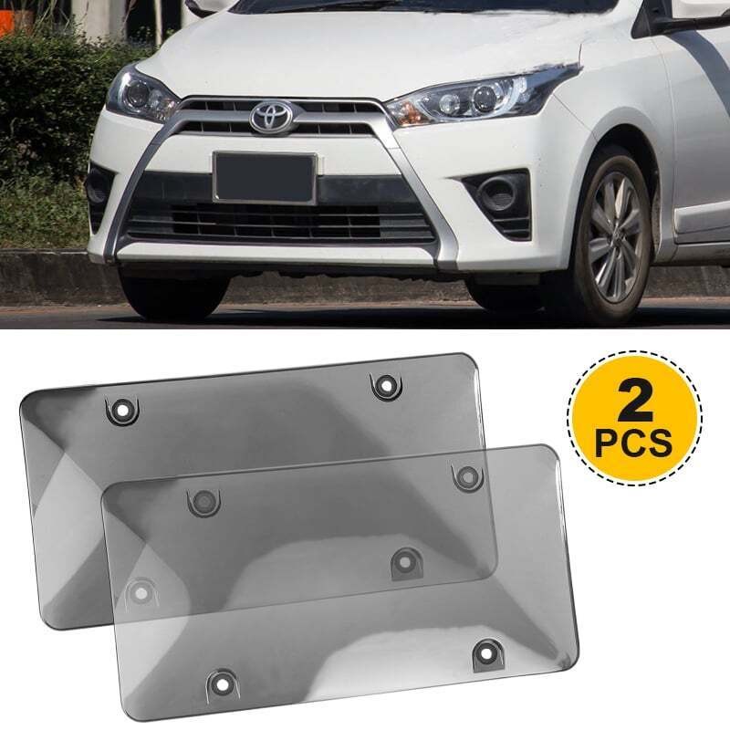 2PCS Waterproof License Plate Cover Bubble Lens Gray/Black Universal Car Truck