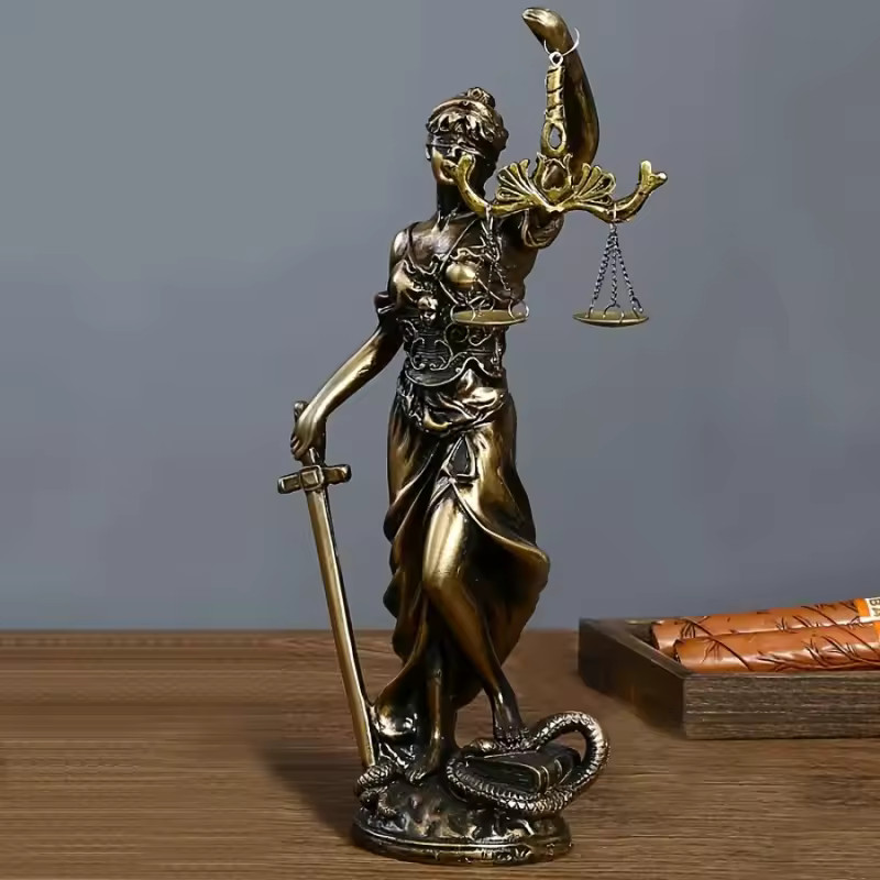 LADY JUSTICE THEMIS STATUE - BLINDFOLDED GODDESS OF LAW & ORDER ORNAMENT