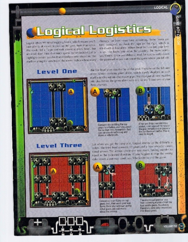 Vtg Print Ad Logical Game Boy Color GBC Level 1 3 Nintendo 1999 Puzzle Game Art