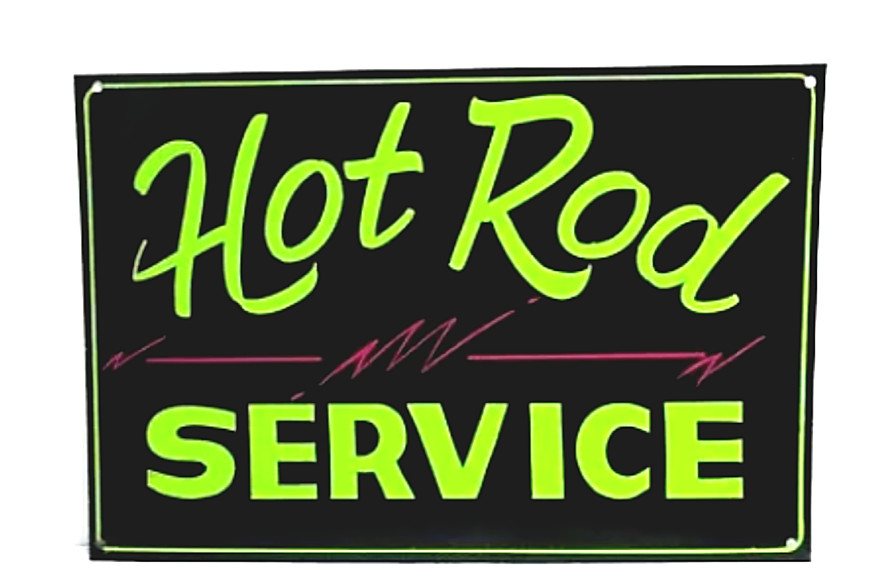 Vintage Hot RAT Rod Fink SERVICE Painted METAL Shop SIGN Pinstriped ART Wall BLK