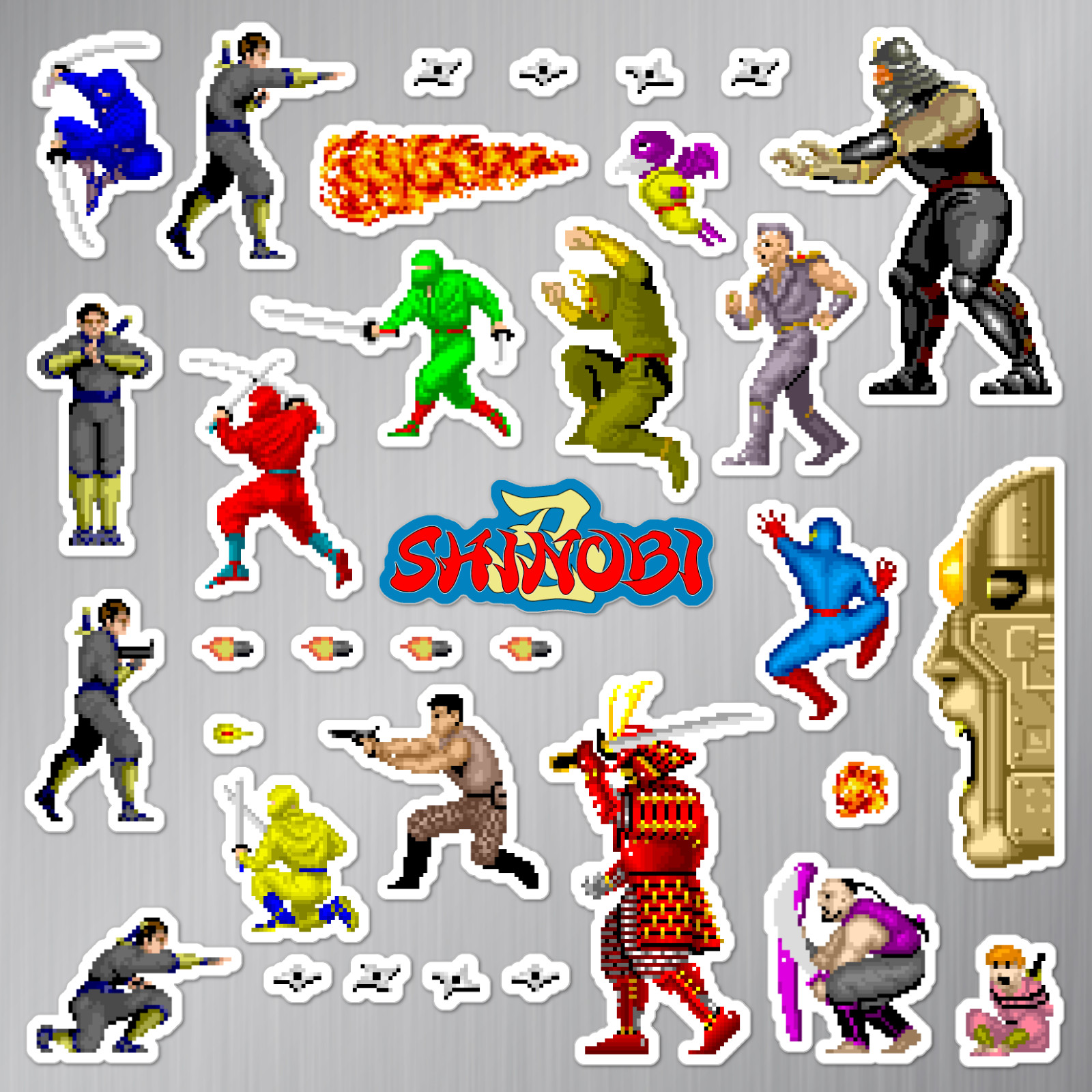 Shinobi Magnets Arcade Pixel Art 34 Magnet Pack