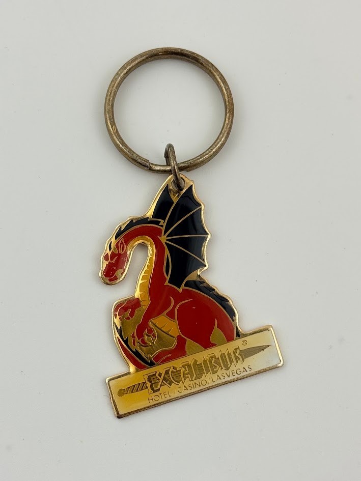 Vtg Excalibur Hotel Casino Las Vegas Nevad Keychain Key Ring Advertising