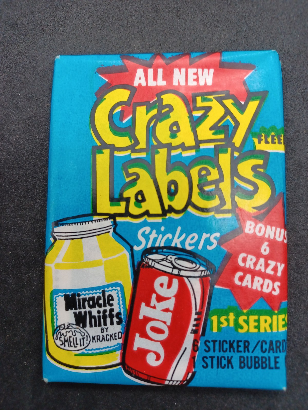 1979 Fleer Crazy Labels 1st Series Sealed Pack 6 Cards EX Condition 