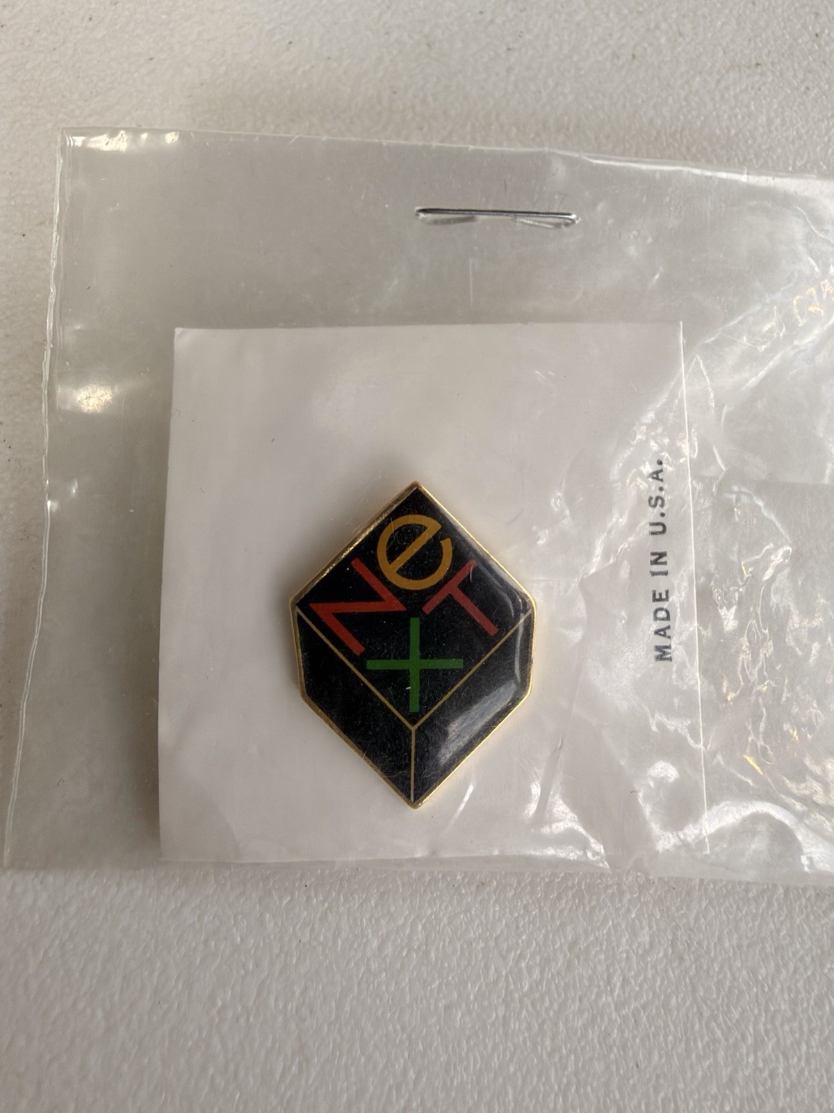 Vintage NeXT Computer Logo Lapel Pin Steve Jobs Paul Rand Cube Sealed NOS USA