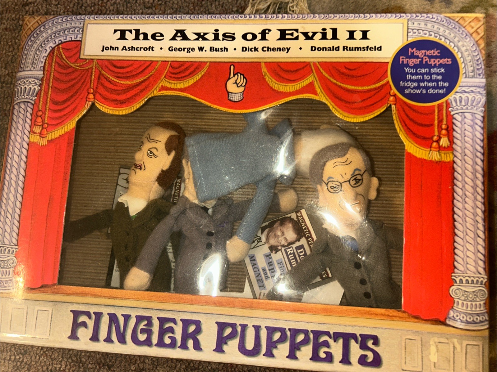 The Axis Of Evil II Finger Puppets -Bush Cheney Rumsfeld Condoleezza Rice