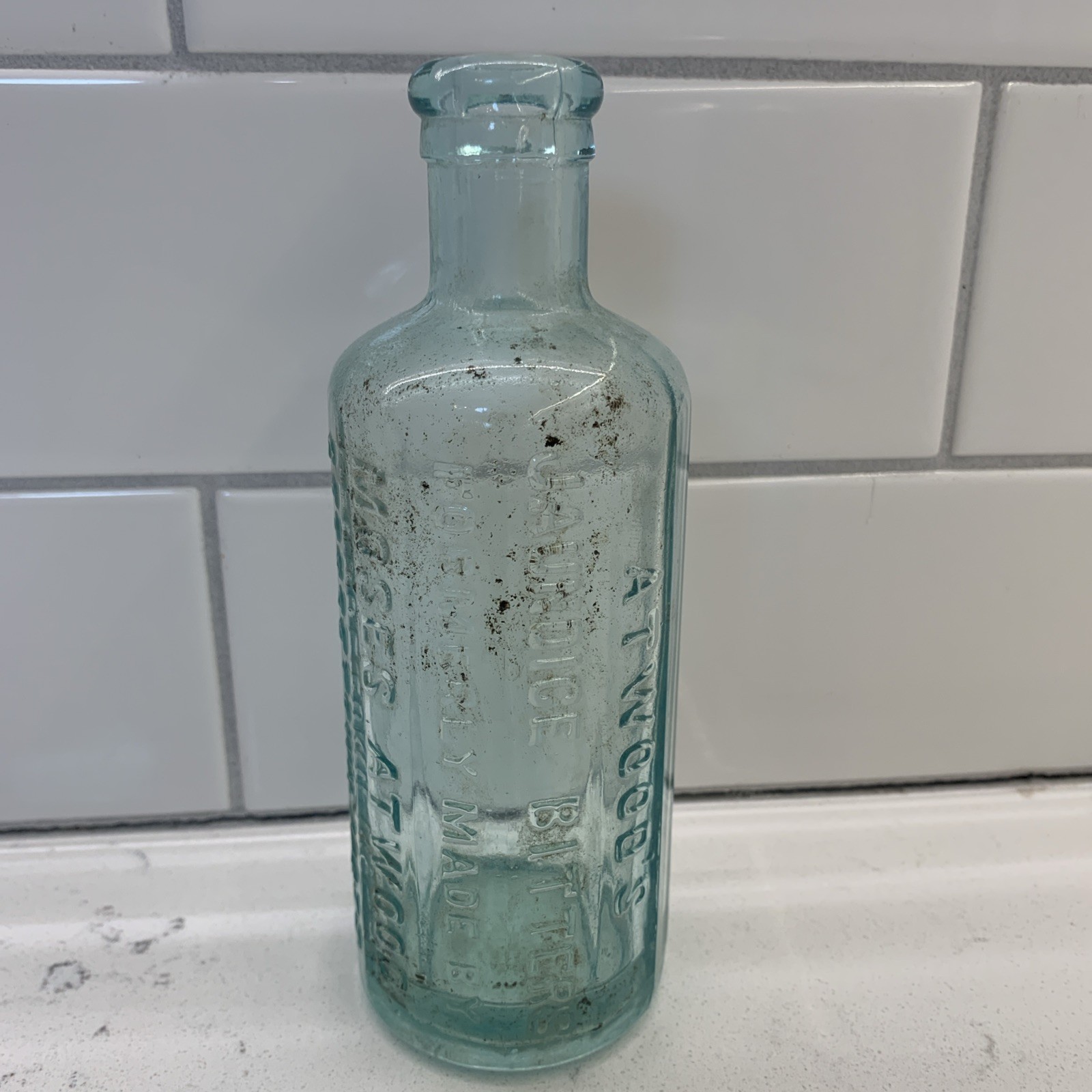Antique 1890\'s Atwoods Jaundice Bitters Bottle Aqua 6\