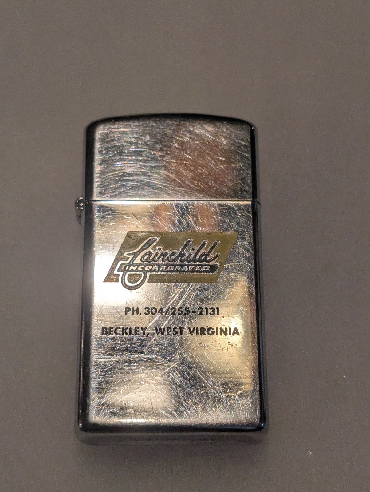 Vintage Used 1980 FAIRCHILD INC BECKLEY West Virginia Slim ZIPPO LIGHTER