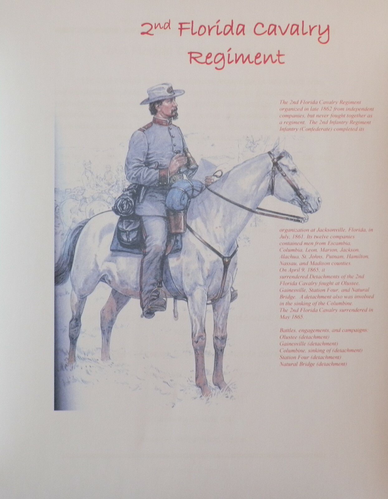 Civil War History of the 2nd Florida Cavalry Regiment (Confederate)