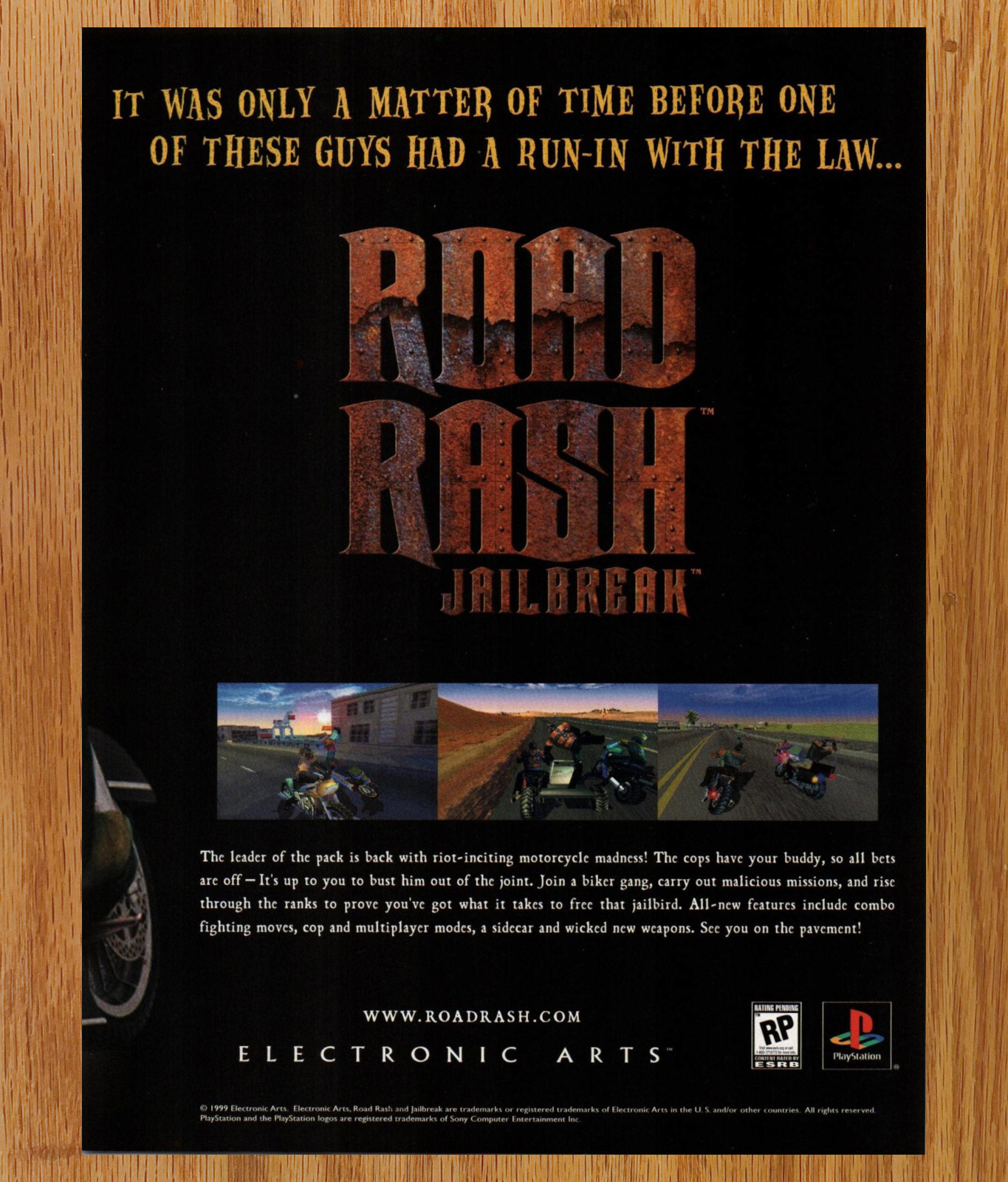 Road Rash Jailbreak EA Racing Action- Video Game Print Ads Poster Promo Art 1999