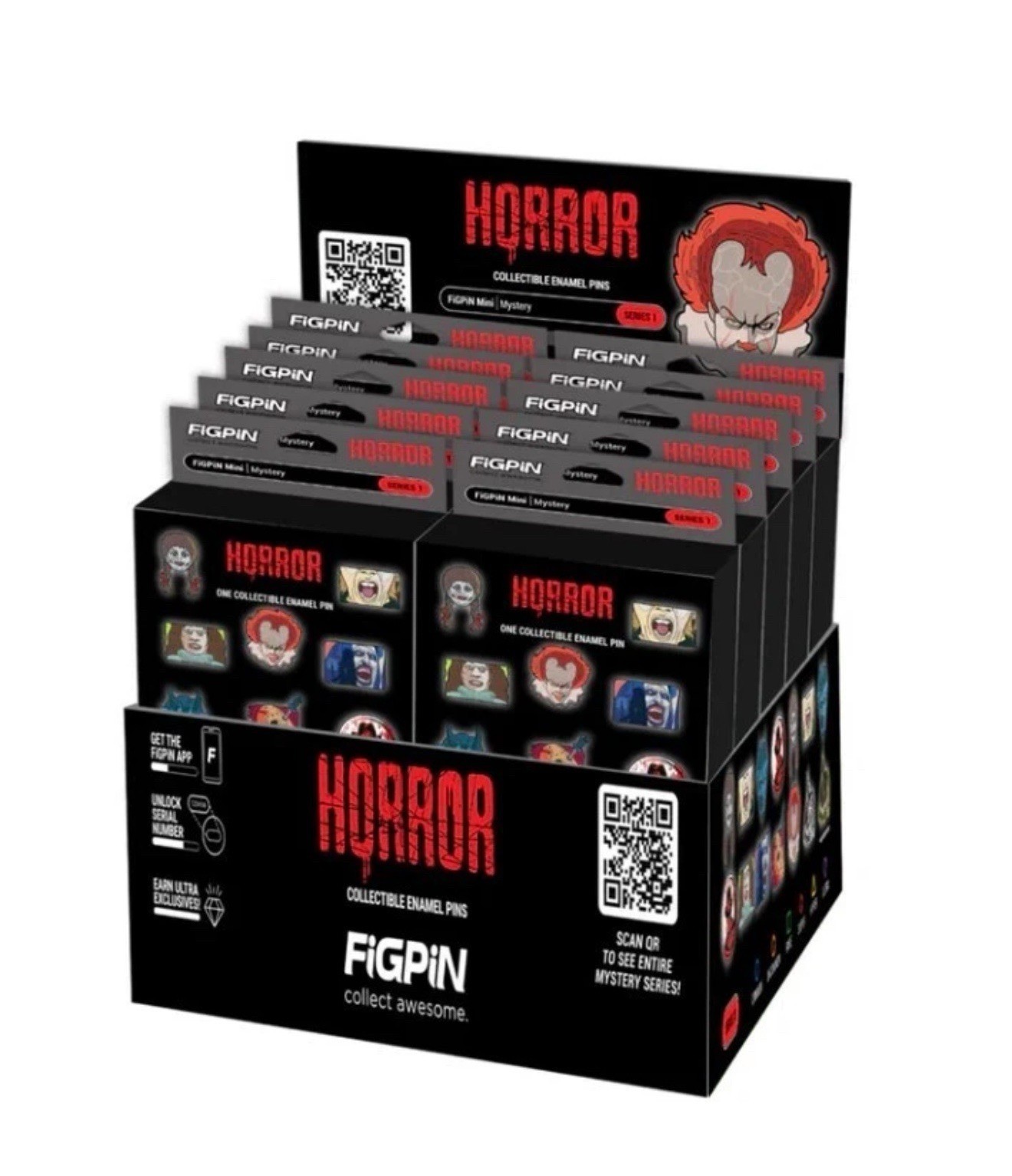 FiGPiN Horror Mystery Series 1 Sealed Box of 10 Collectible Mini Pins - NEW