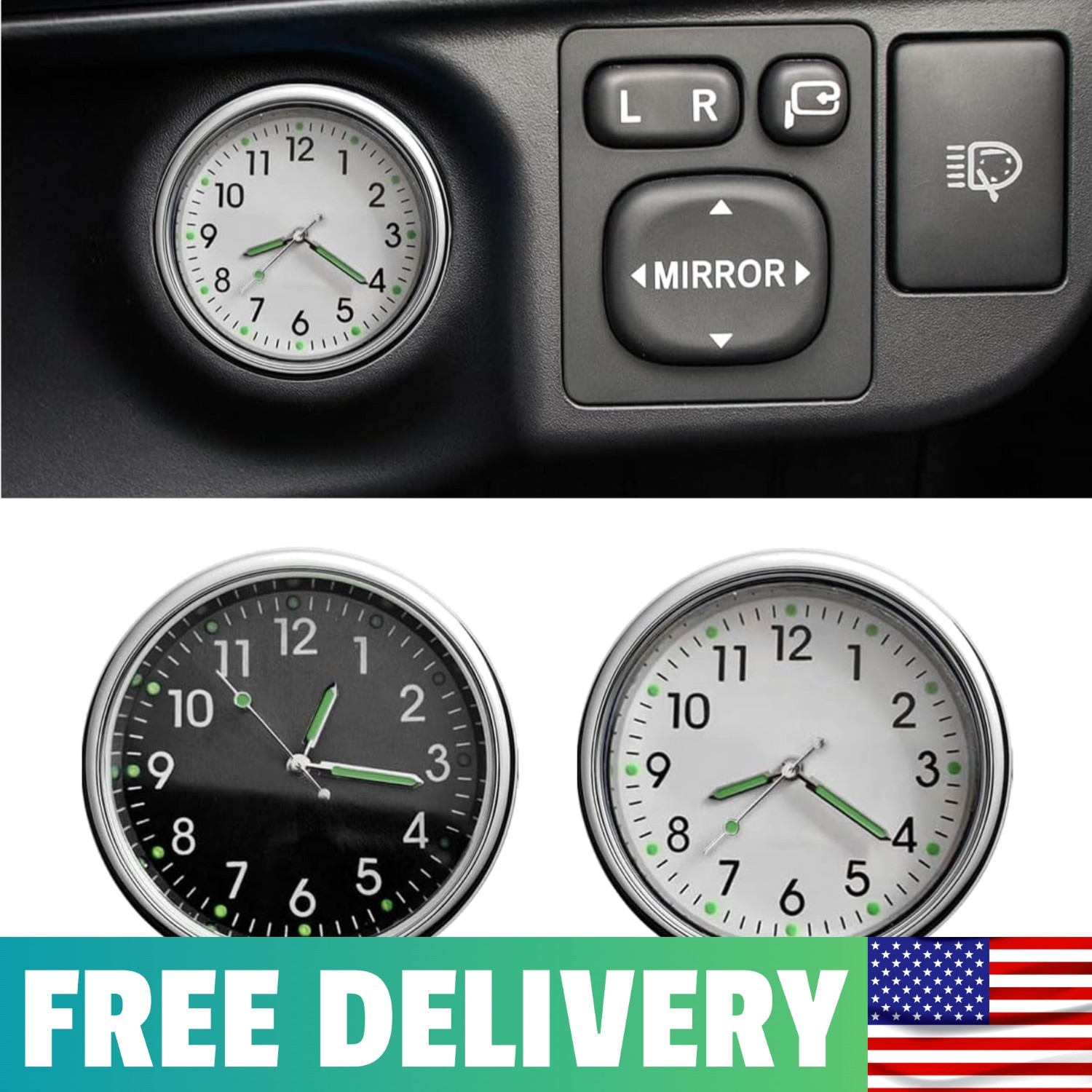 2PCS Waterproof Luminous Dashboard Clocks - Compact Style & Reliability