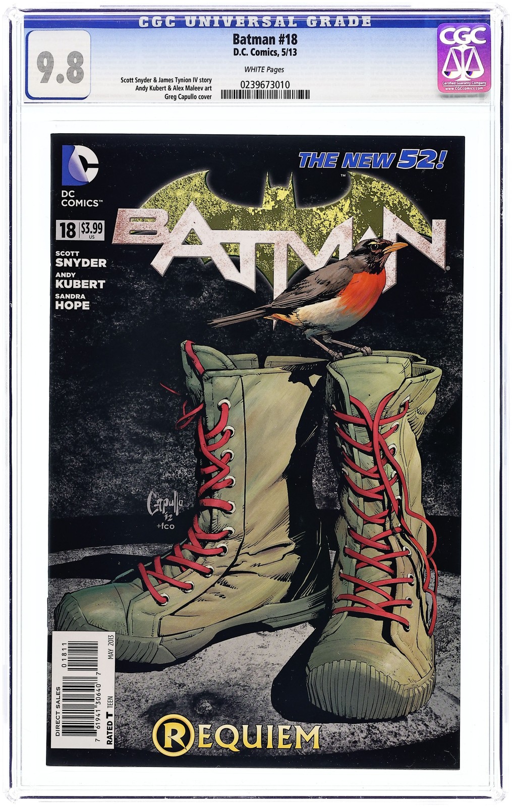 Batman #18A Capullo 1st Printing CGC 9.8 2013 0239673010