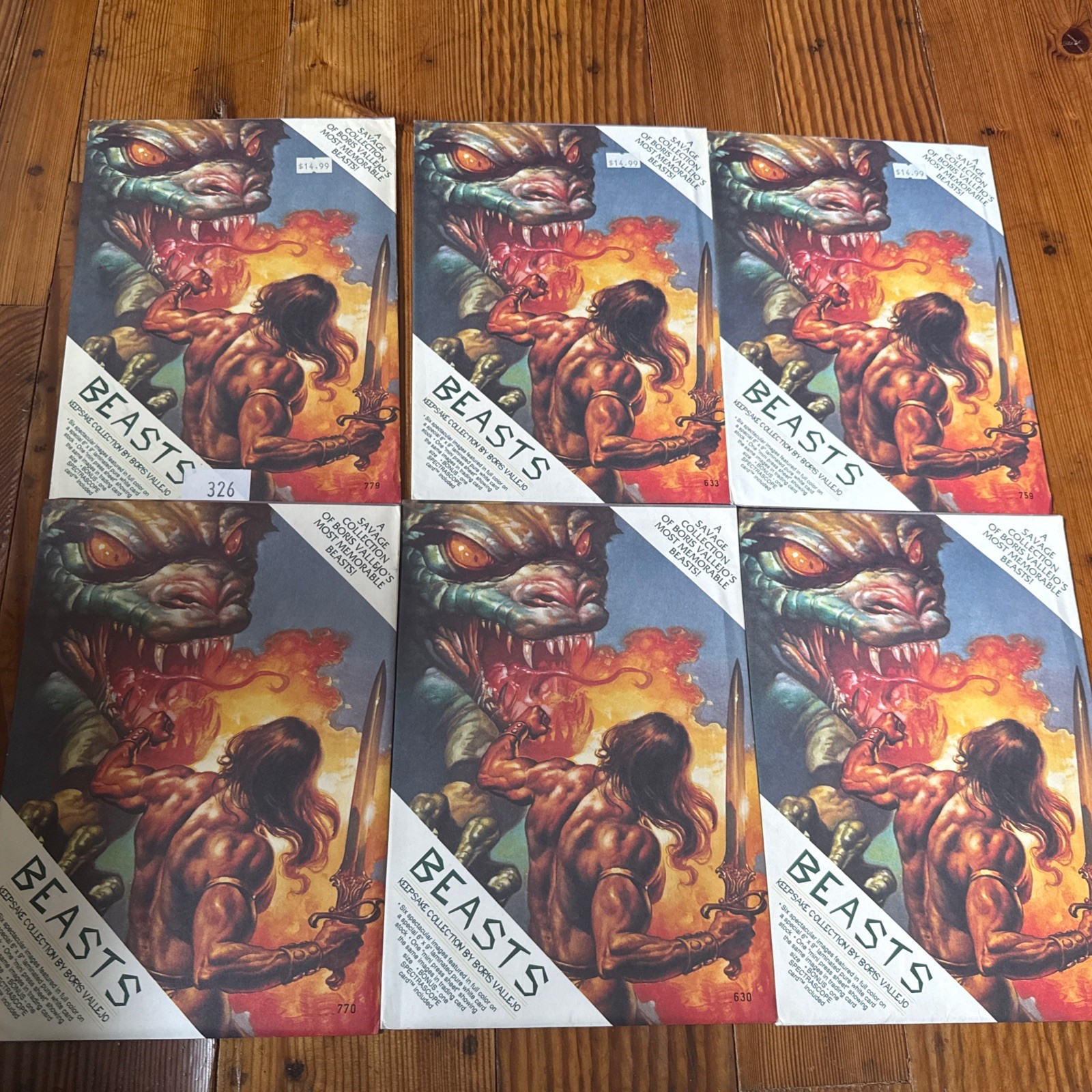 BORIS VALLEJO BEASTS 1993 C. I. KEEPSAKE CARD COLLECTION ENVELOPE Lot x6