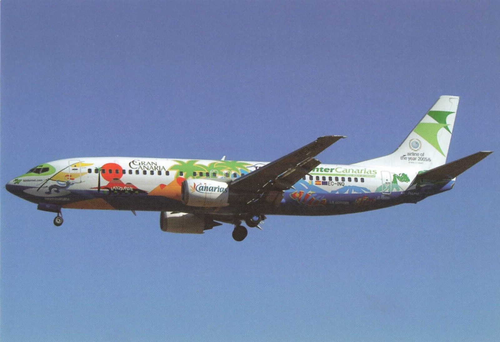 Postcard Airline BINTER CANARIUS B737-400 EC-INQ CC7.