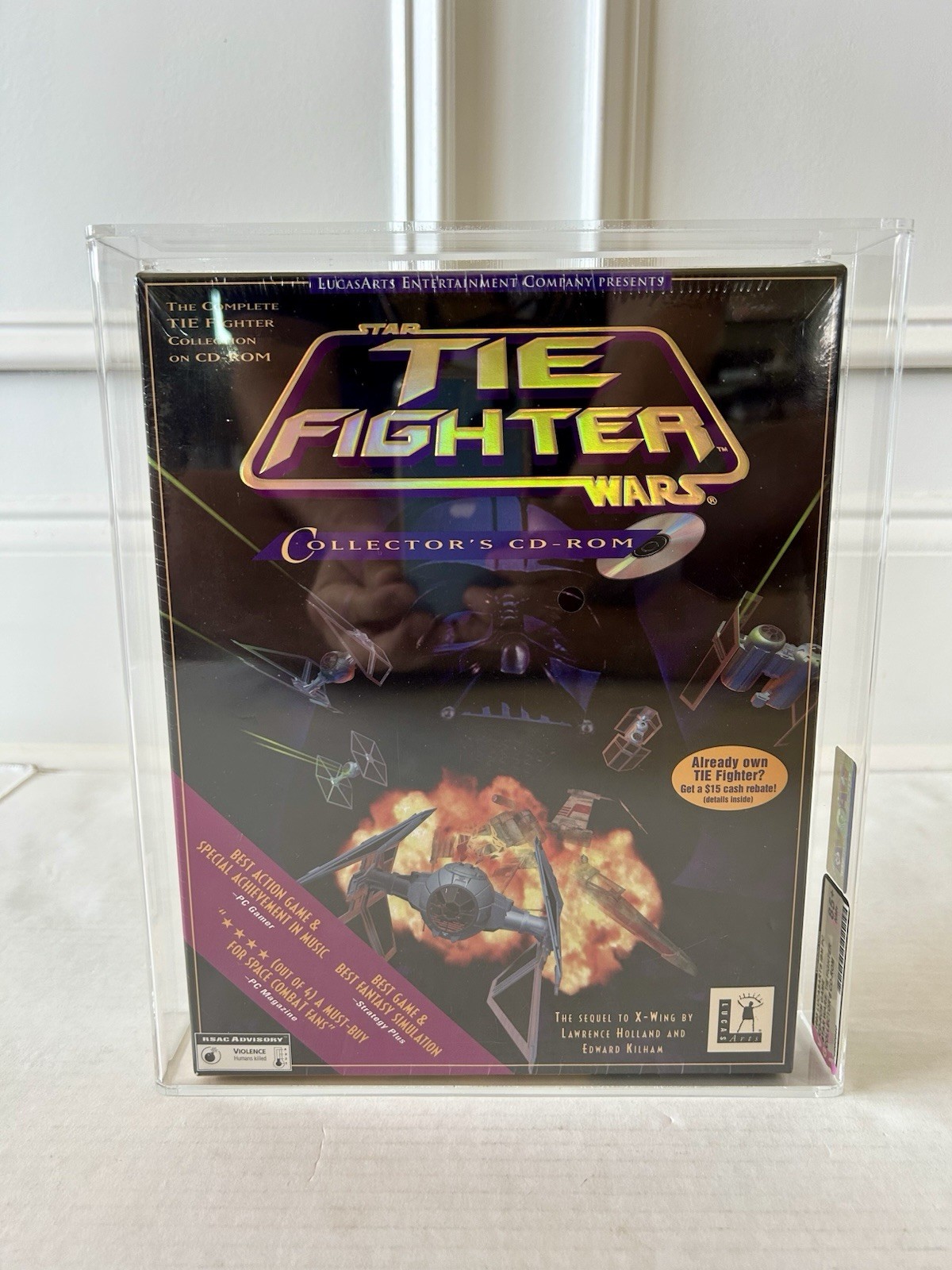 STAR WARS TIE FIGHTER VGA 85+ AFA CD ROM IBM LUCASARTS PC MISB VINTAGE 1995 GAME