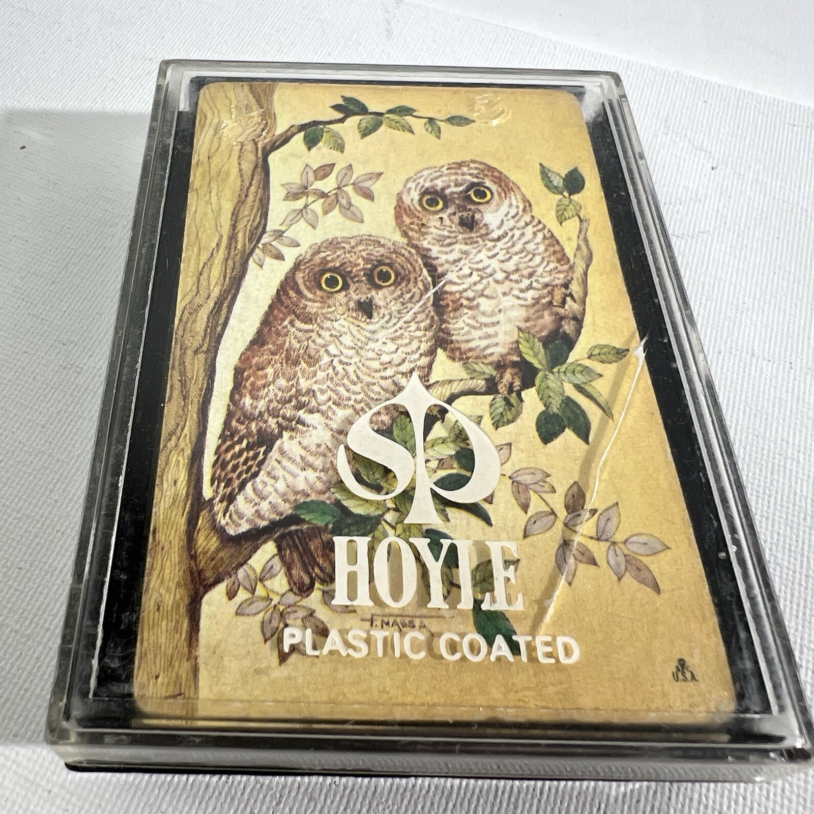 Vintage Hoyle Playing Cards 1970’s Mid-Century Owl Complete W/Storage Case USA