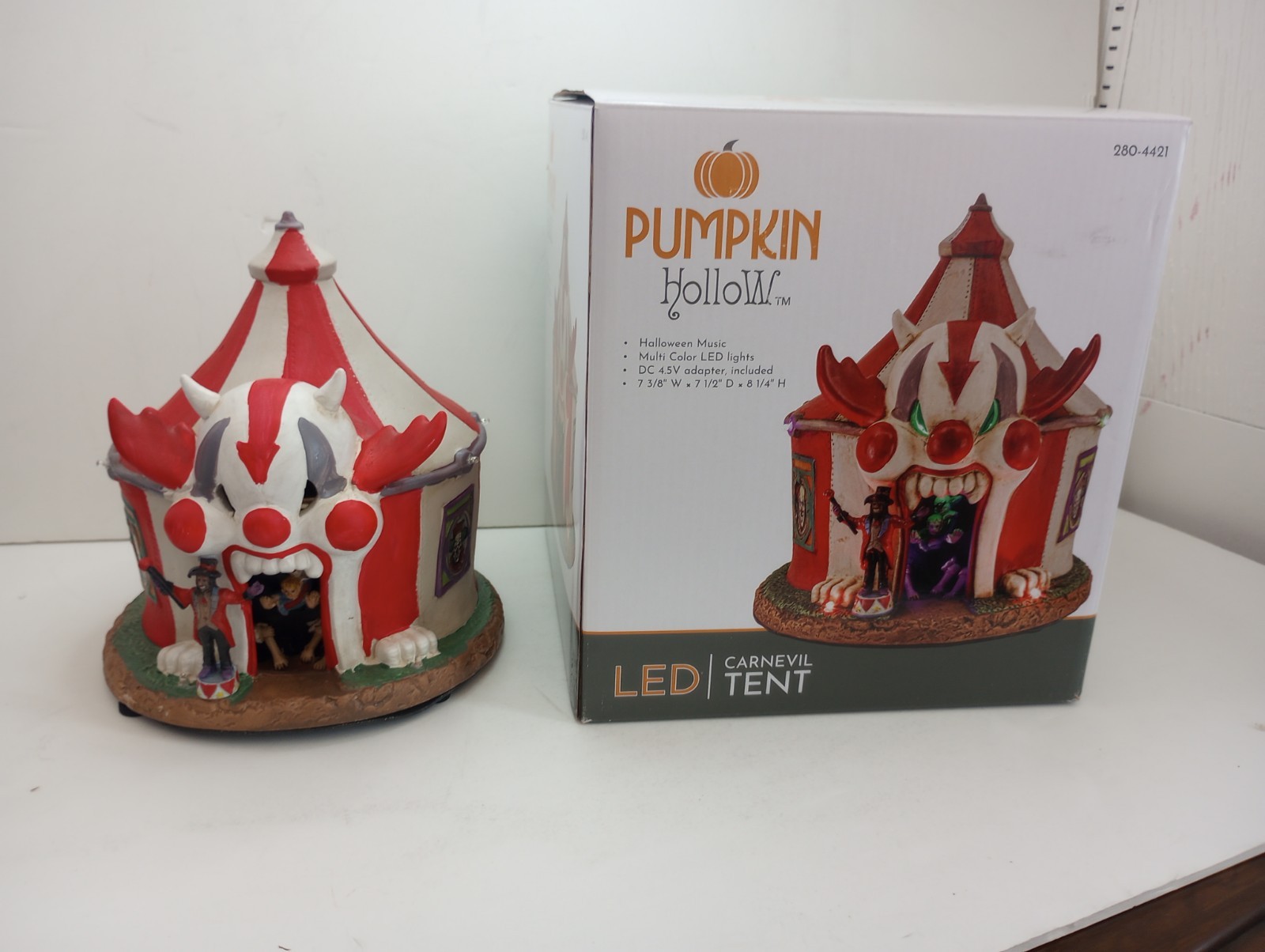 Carn-Evil Tent Carnival Pumpkin Hollow Halloween Village Decore 8x8x9