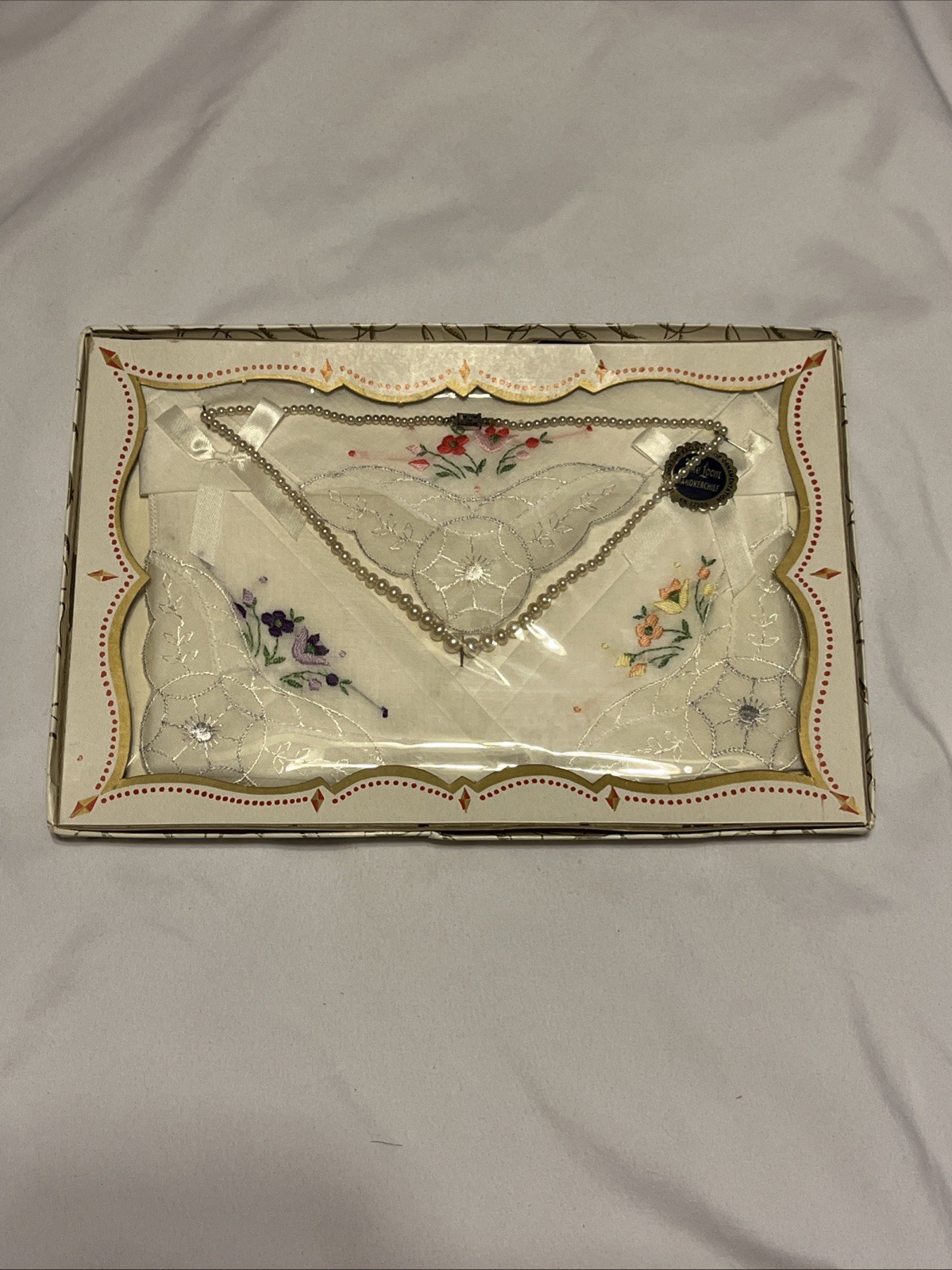 Vintage Fruit Of The Loom 3 Ladies Handkerchiefs Full Size NOS In Original Box
