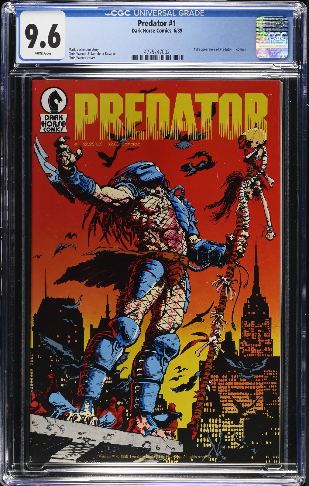 Predator #1 CGC 9.6  1st App. of Predator In Comics Dark Horse 1989